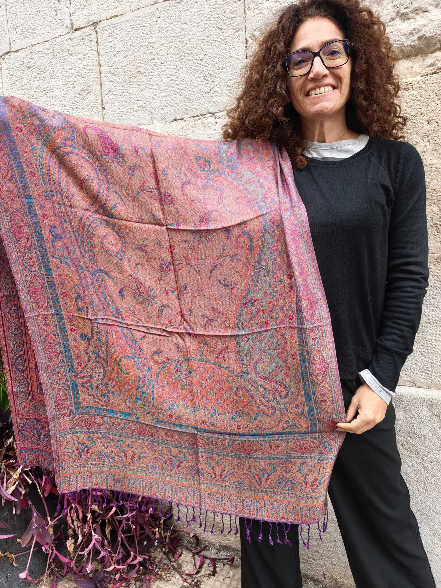 Pashmina Foulard Scarf Silk 100% India cm 195X75 52S