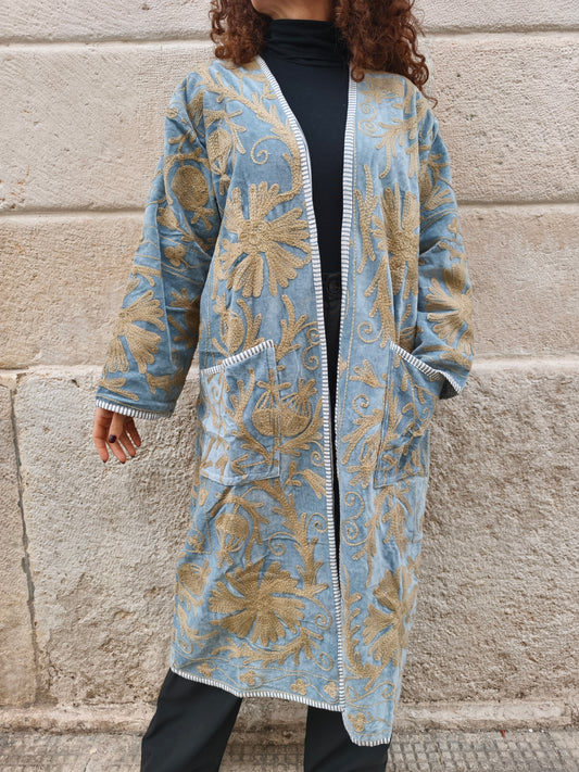 Lange Samt-Suzani-Jacke Indien 25