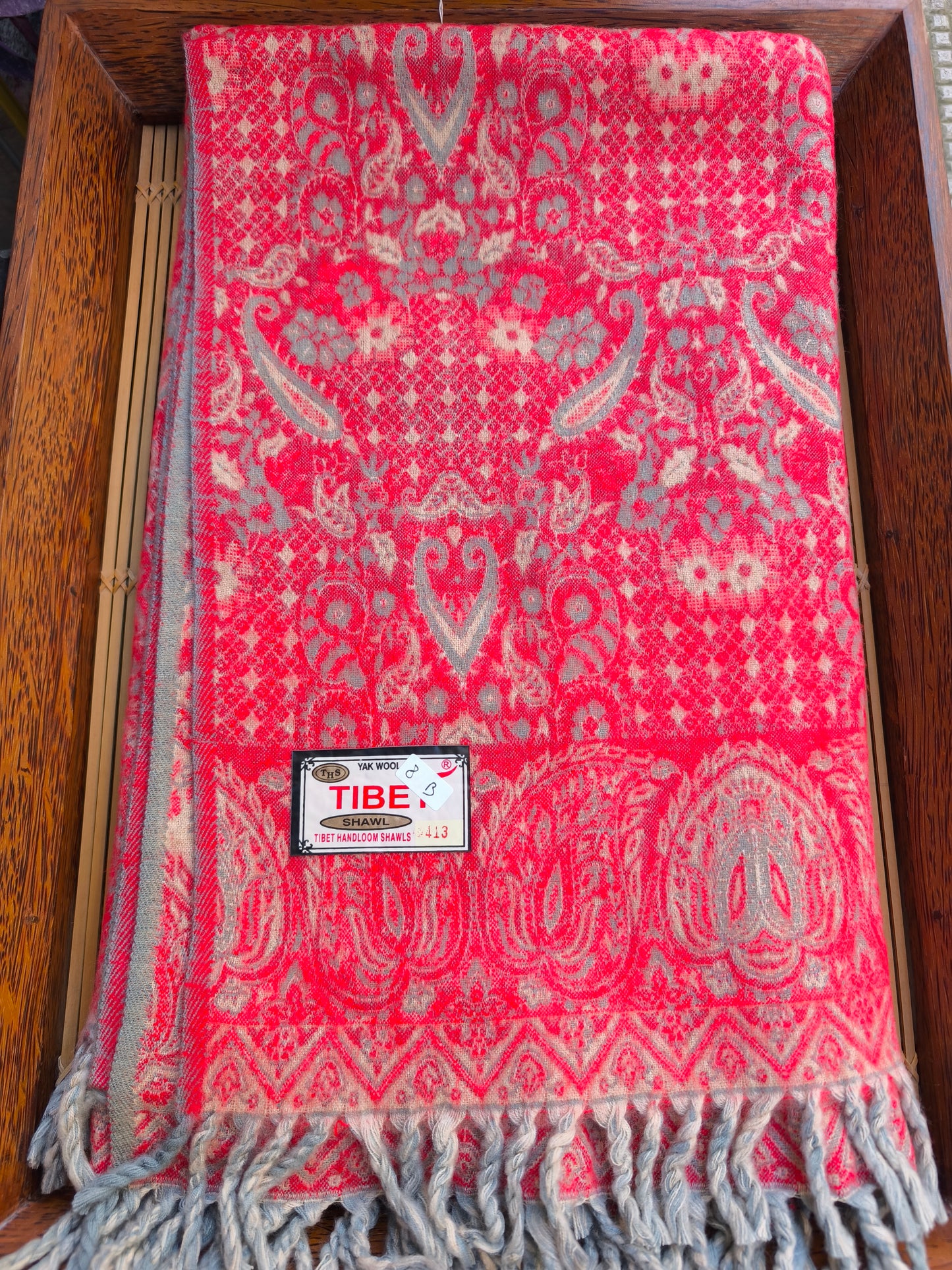 Scialle sciarpa stola Pashmina coperta lana di Yak calda Tibet 8B