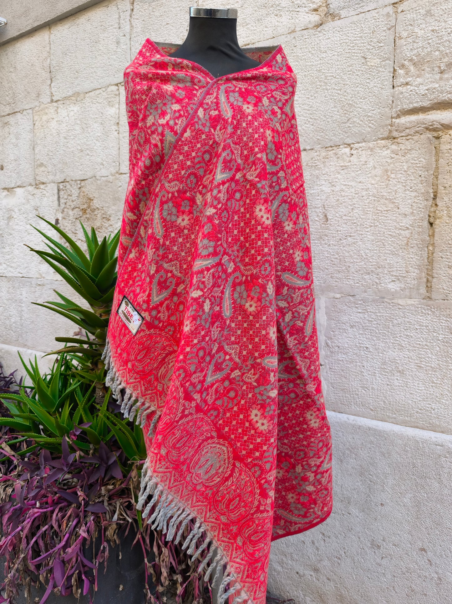 Scialle sciarpa stola Pashmina coperta lana di Yak calda Tibet 8B