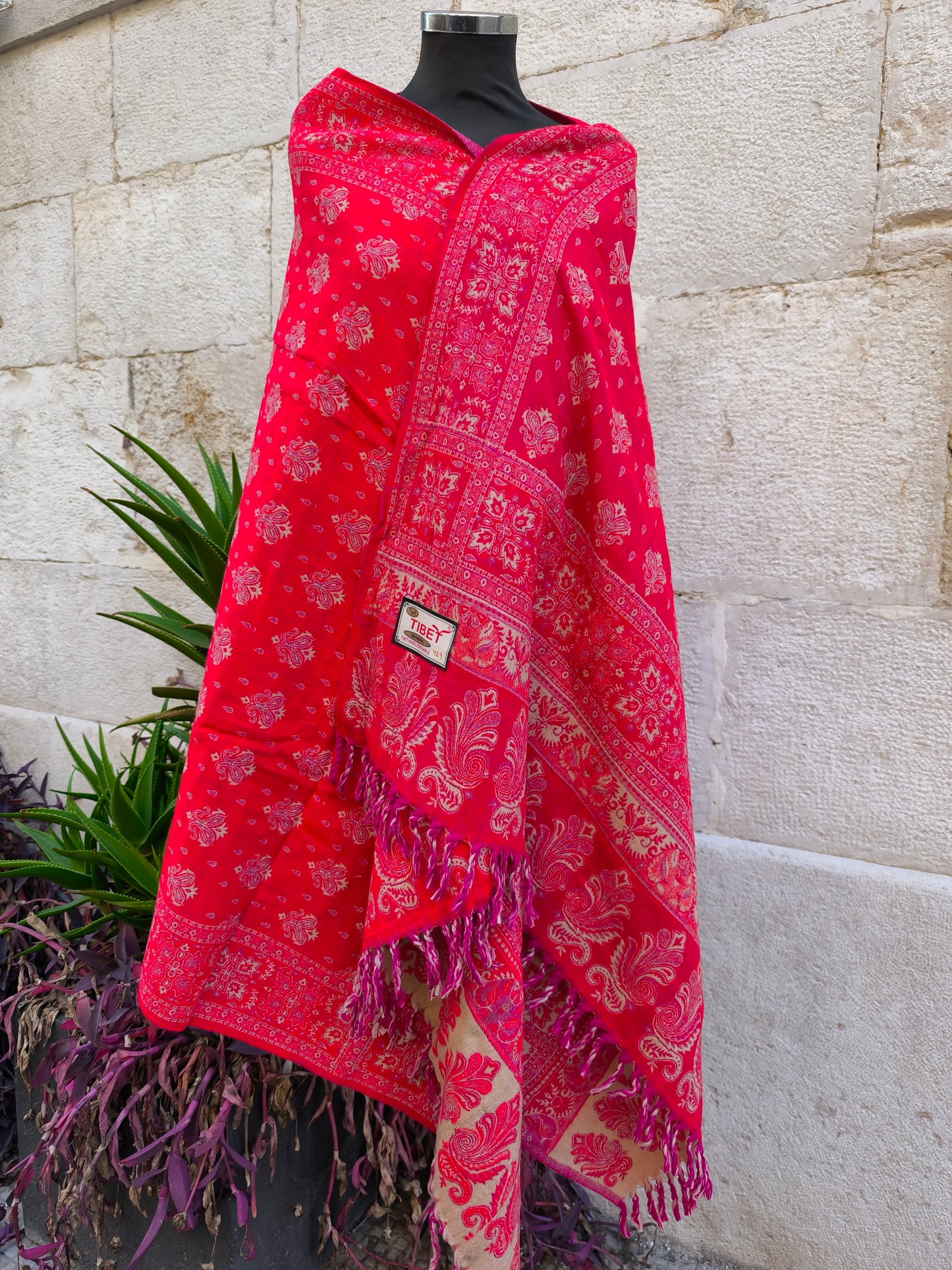 Scialle sciarpa stola Pashmina coperta lana di Yak calda Tibet 14B