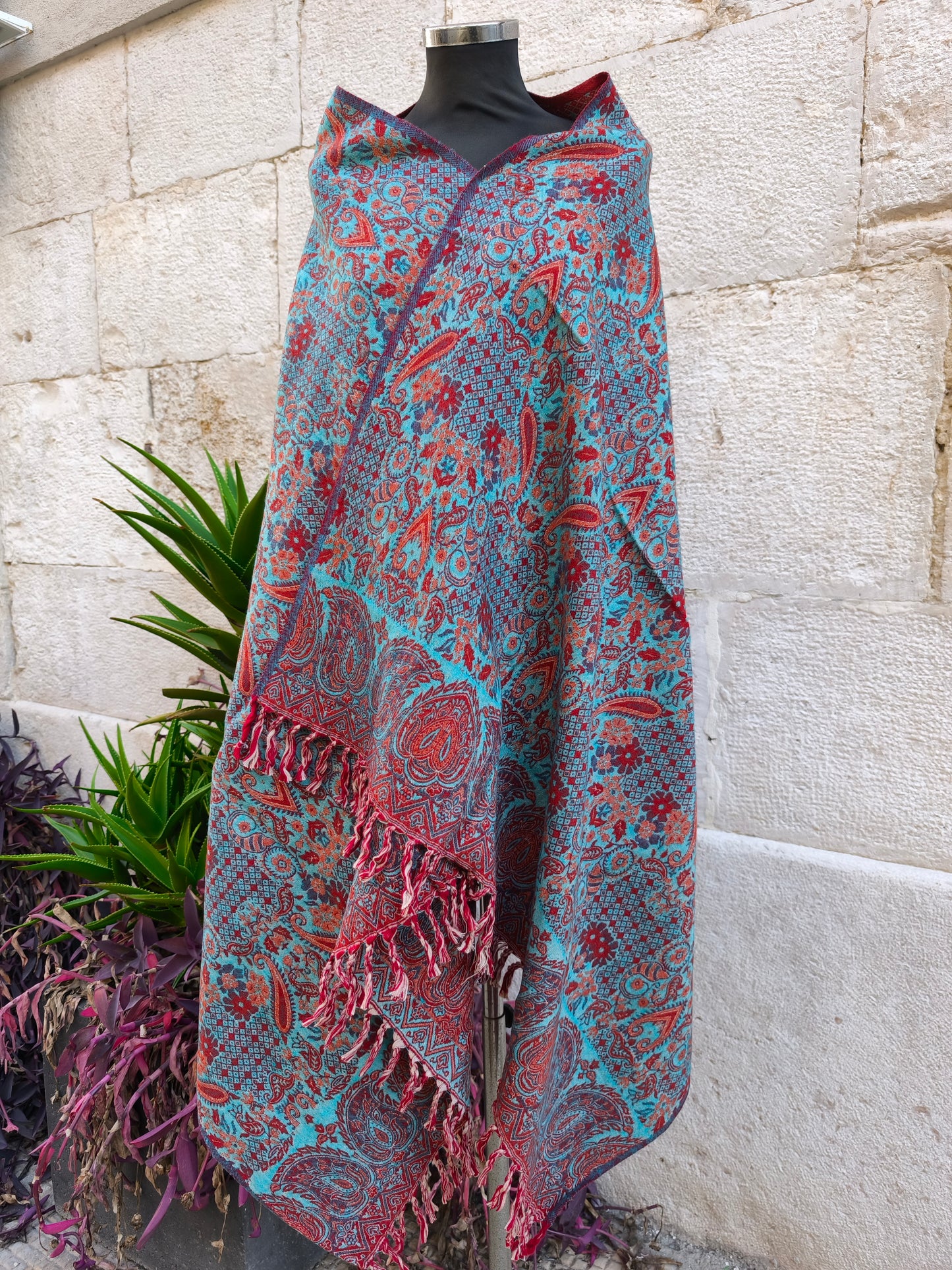 Scialle sciarpa stola Pashmina coperta lana di Yak calda Tibet 26B