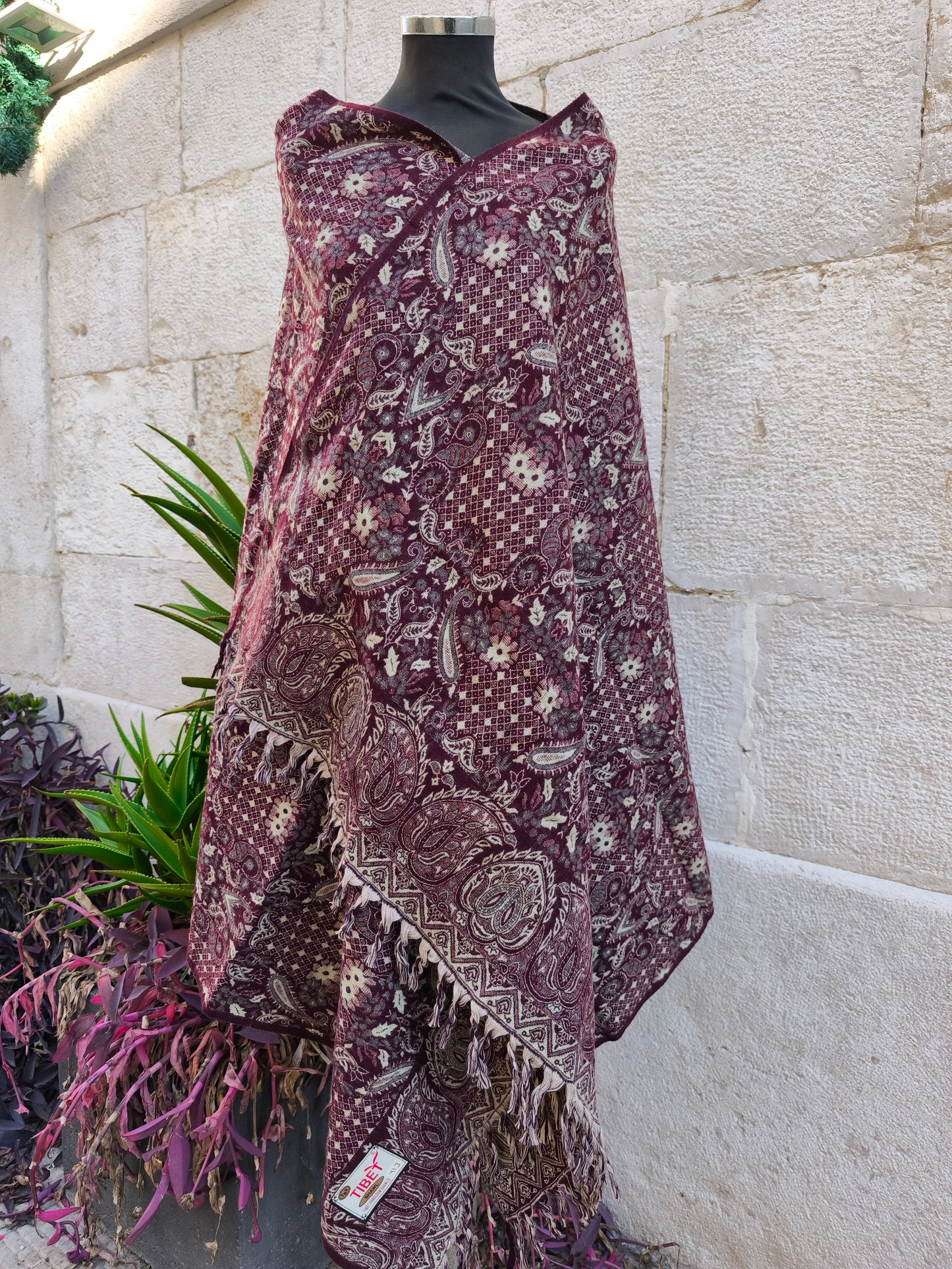 Scialle sciarpa stola Pashmina coperta lana di Yak calda Tibet 30B