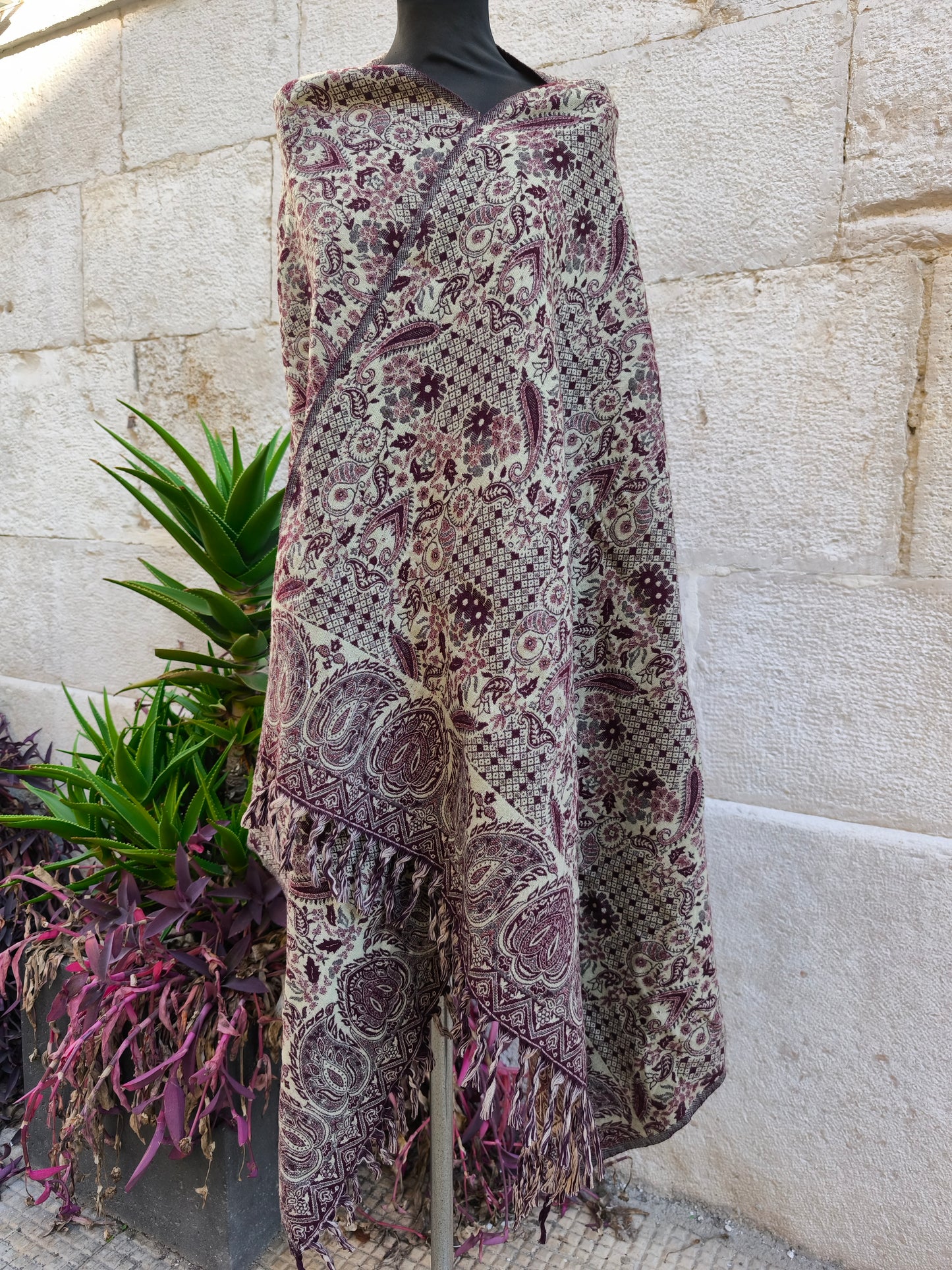 Scialle sciarpa stola Pashmina coperta lana di Yak calda Tibet 30B