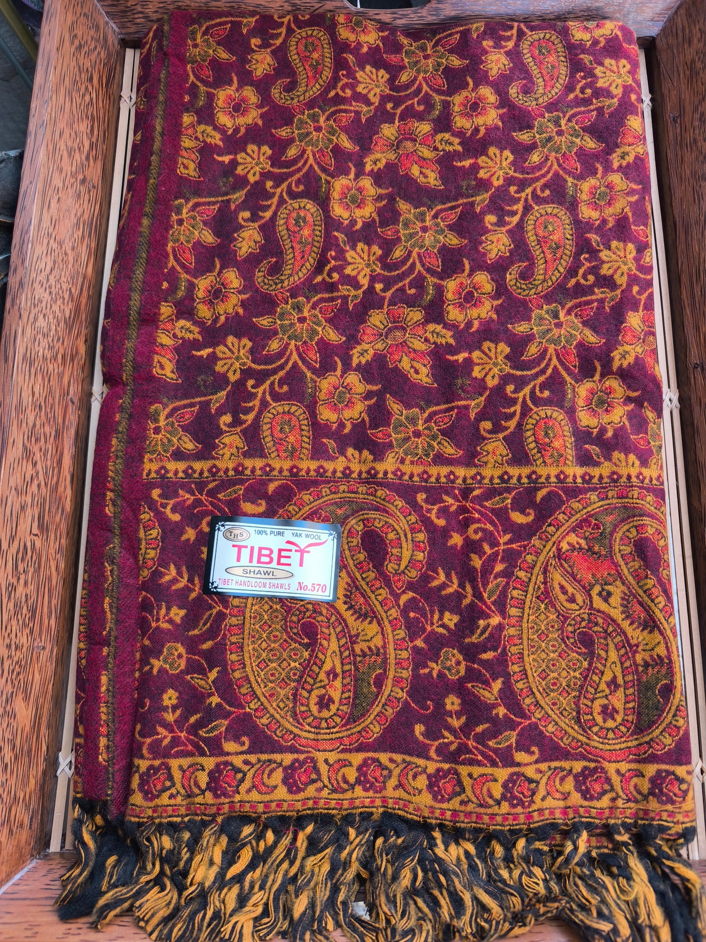 Scialle sciarpa stola Pashmina coperta lana di Yak calda Tibet 34B