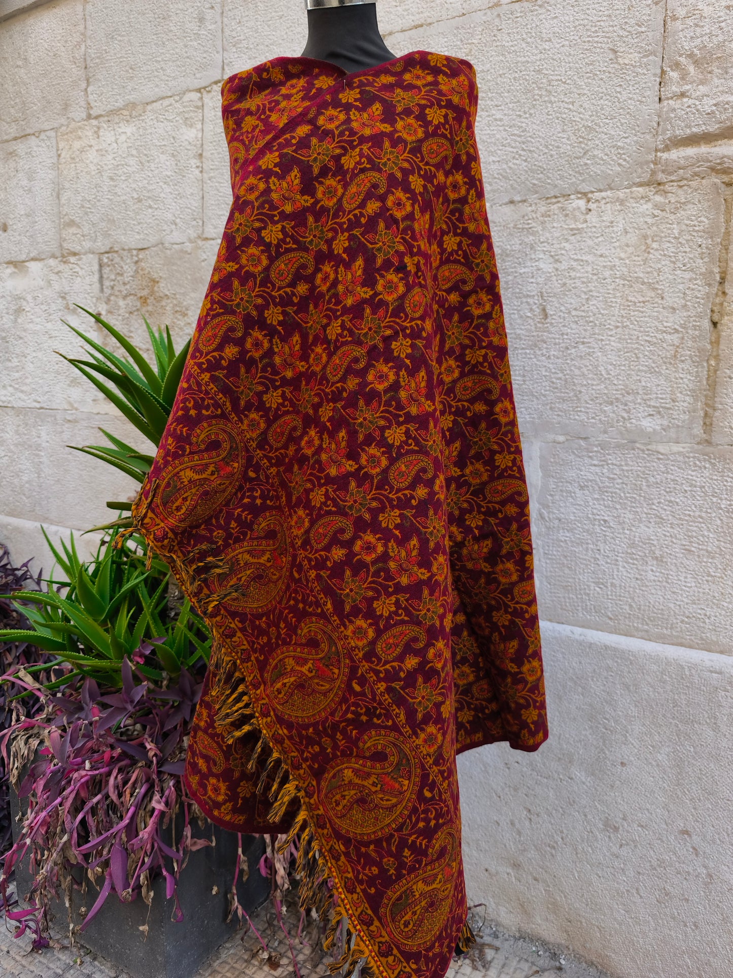 Scialle sciarpa stola Pashmina coperta lana di Yak calda Tibet 34B