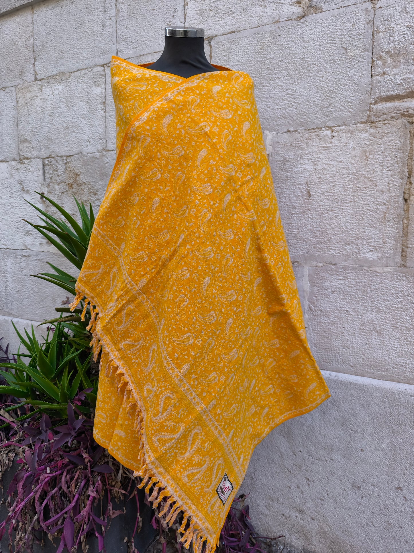 Scialle sciarpa stola Pashmina coperta lana di Yak calda Tibet 35B articolo difettato