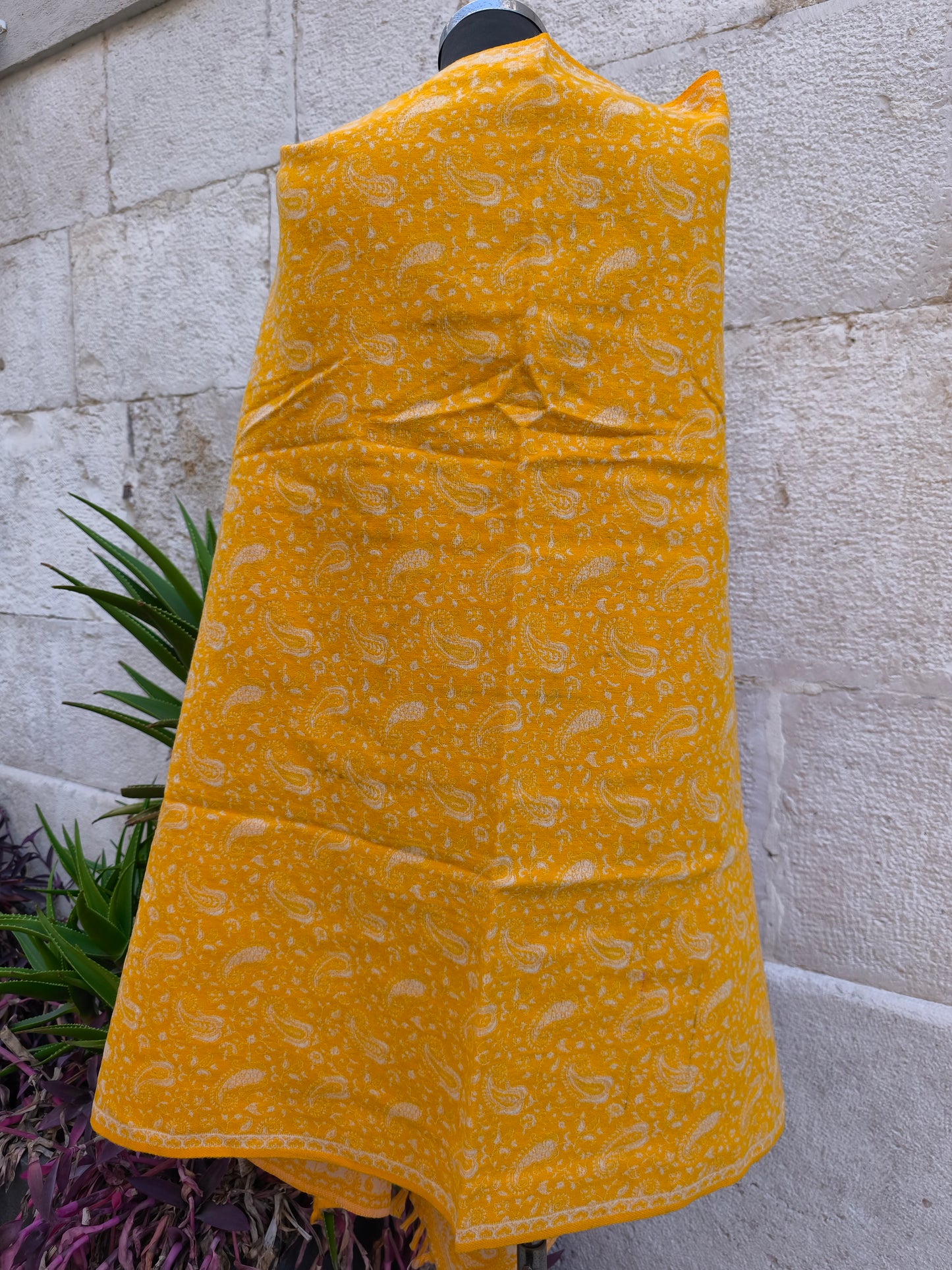 Scialle sciarpa stola Pashmina coperta lana di Yak calda Tibet 35B articolo difettato