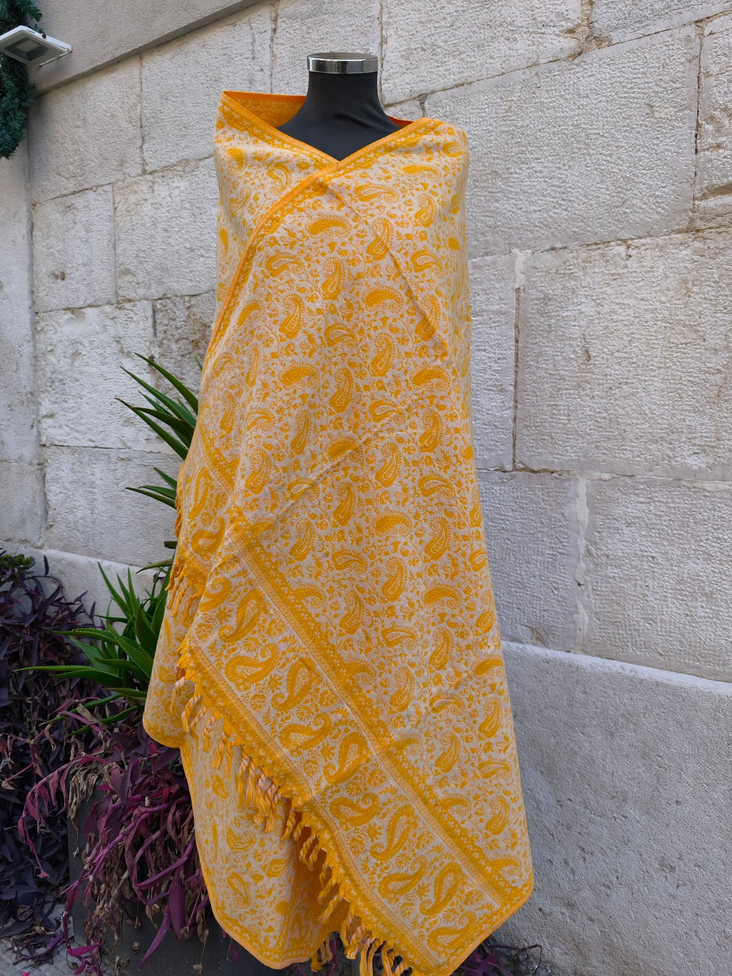 Scialle sciarpa stola Pashmina coperta lana di Yak calda Tibet 35B articolo difettato