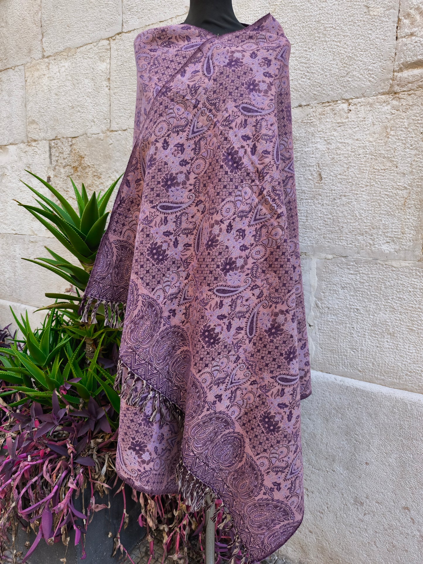 Scialle sciarpa stola Pashmina coperta lana di Yak calda Tibet 38B