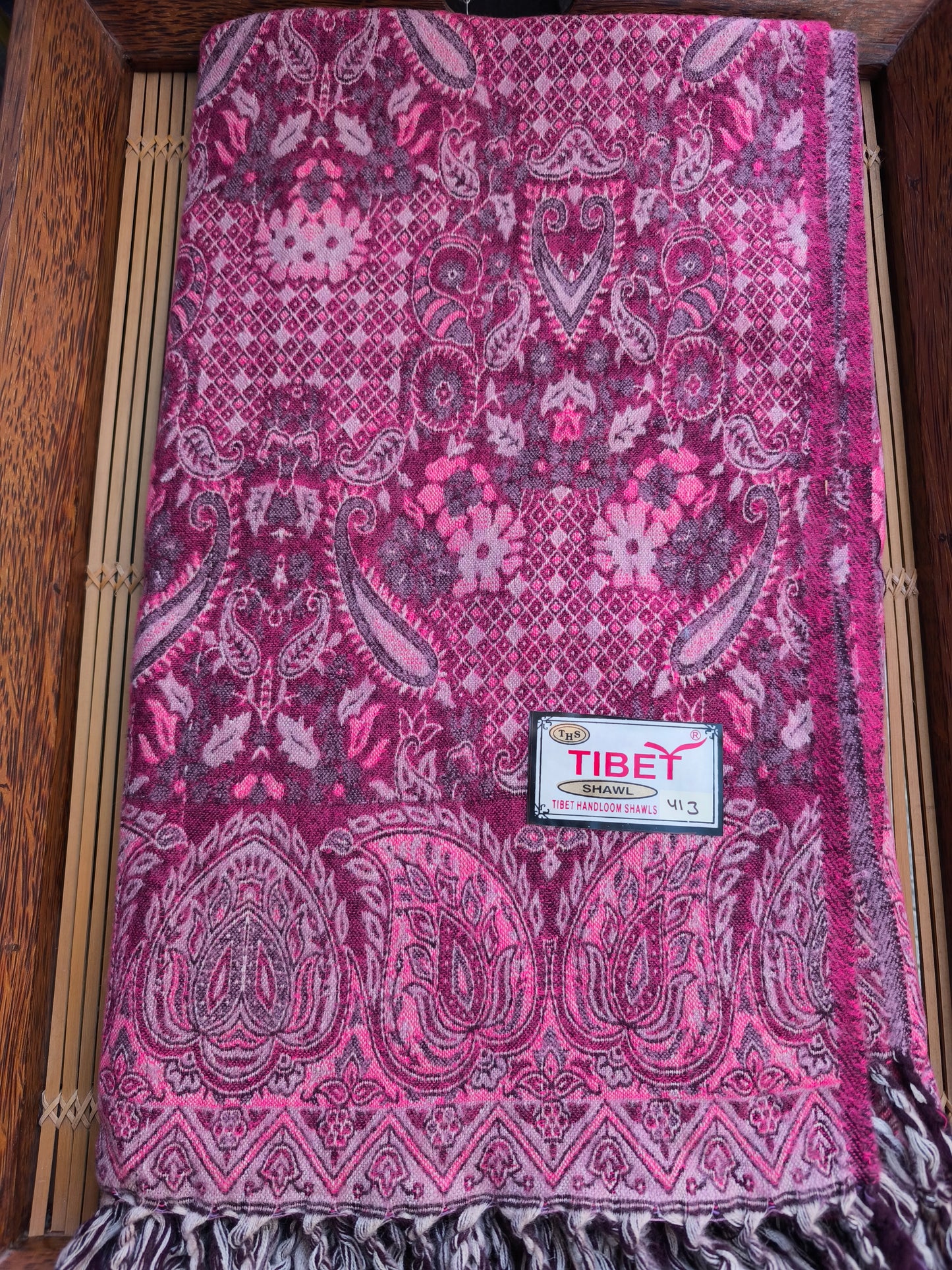 Scialle sciarpa stola Pashmina coperta lana di Yak calda Tibet 39B