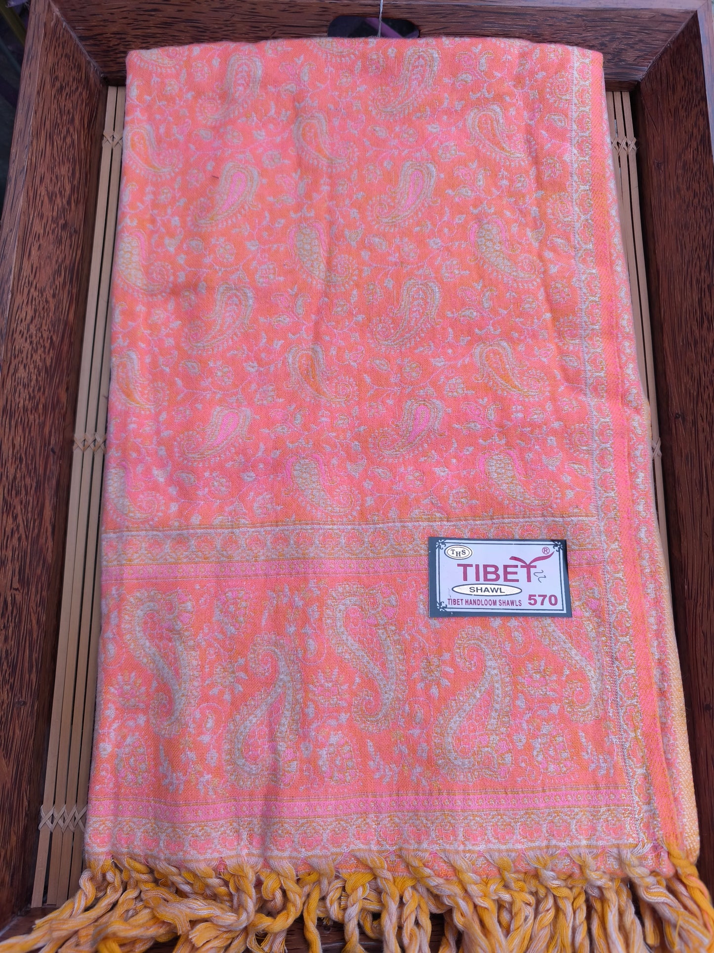 Scialle sciarpa stola Pashmina coperta lana di Yak calda Tibet 41B Difettata