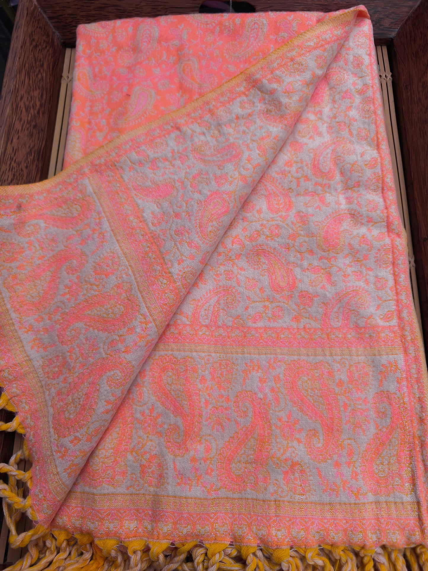 Scialle sciarpa stola Pashmina coperta lana di Yak calda Tibet 41B Difettata