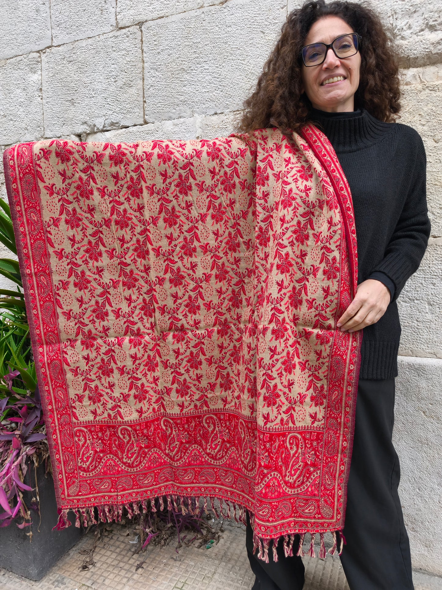 Scialle sciarpa stola Pashmina coperta lana di Yak calda Tibet 47B