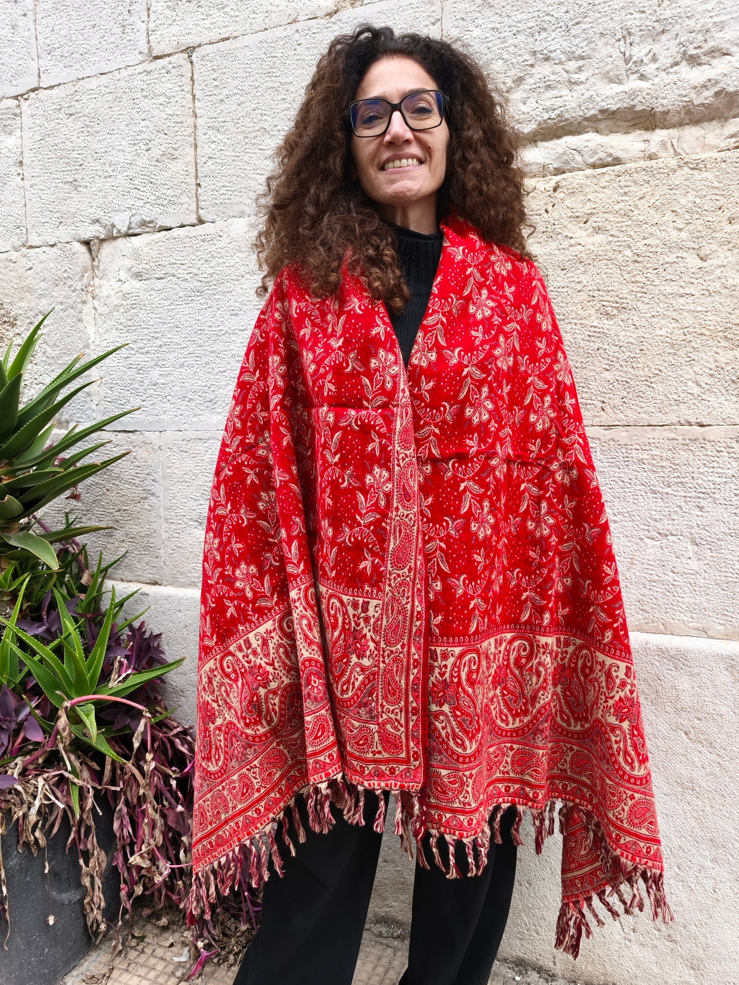 Scialle sciarpa stola Pashmina coperta lana di Yak calda Tibet 47B