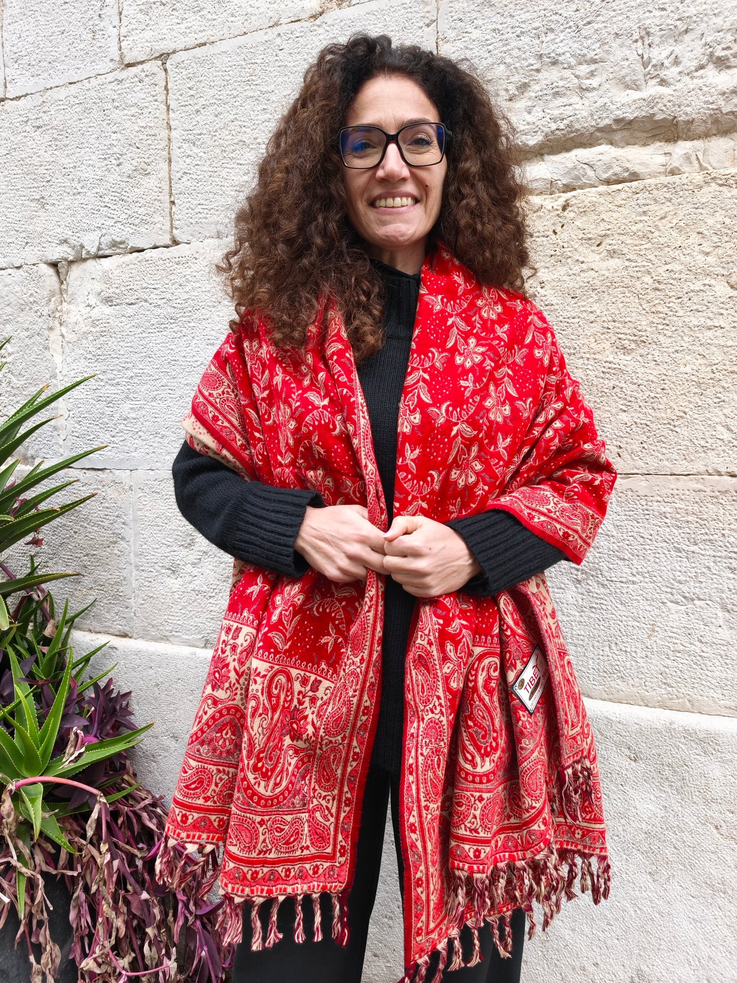 Scialle sciarpa stola Pashmina coperta lana di Yak calda Tibet 47B