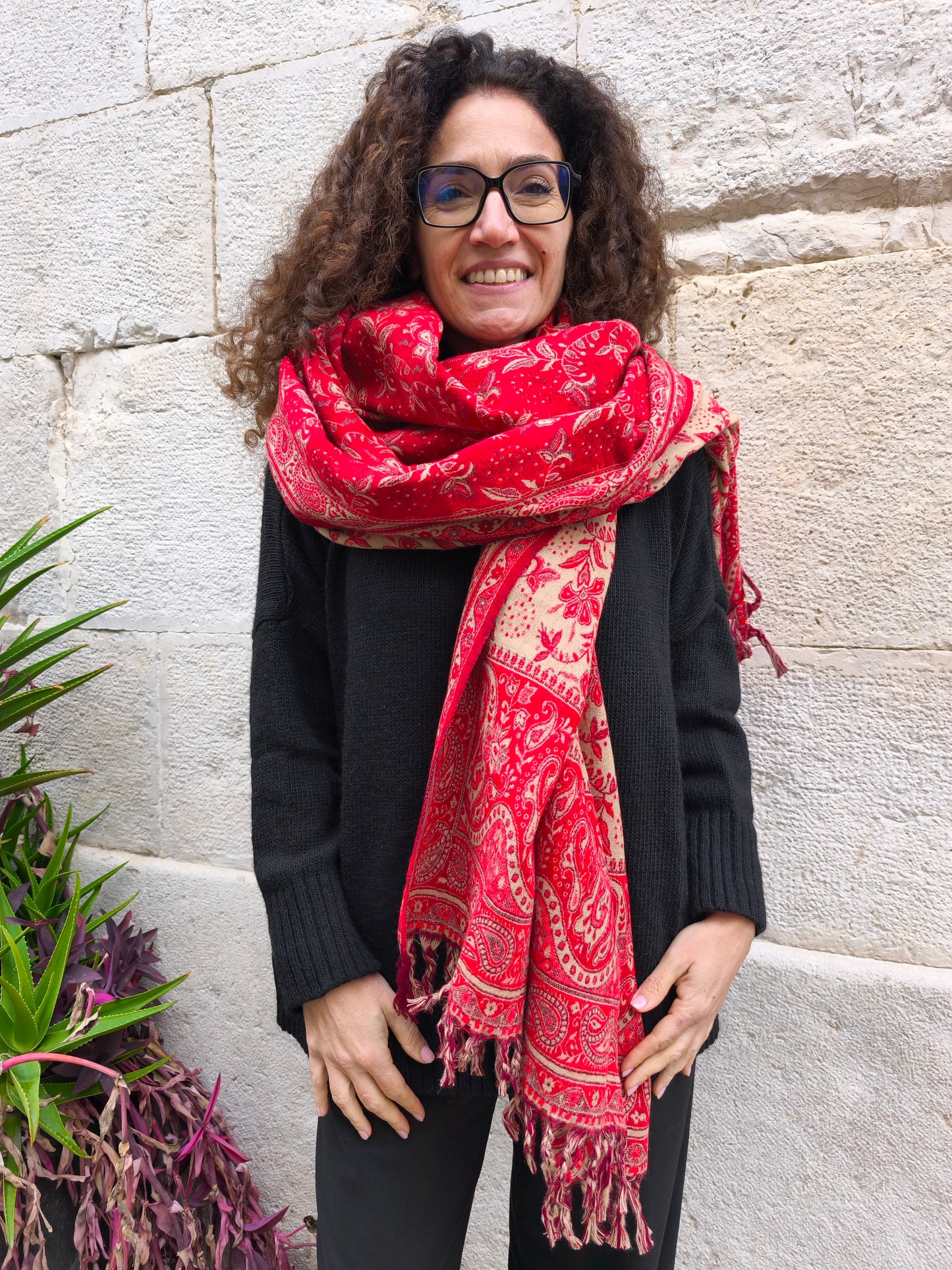 Scialle sciarpa stola Pashmina coperta lana di Yak calda Tibet 47B