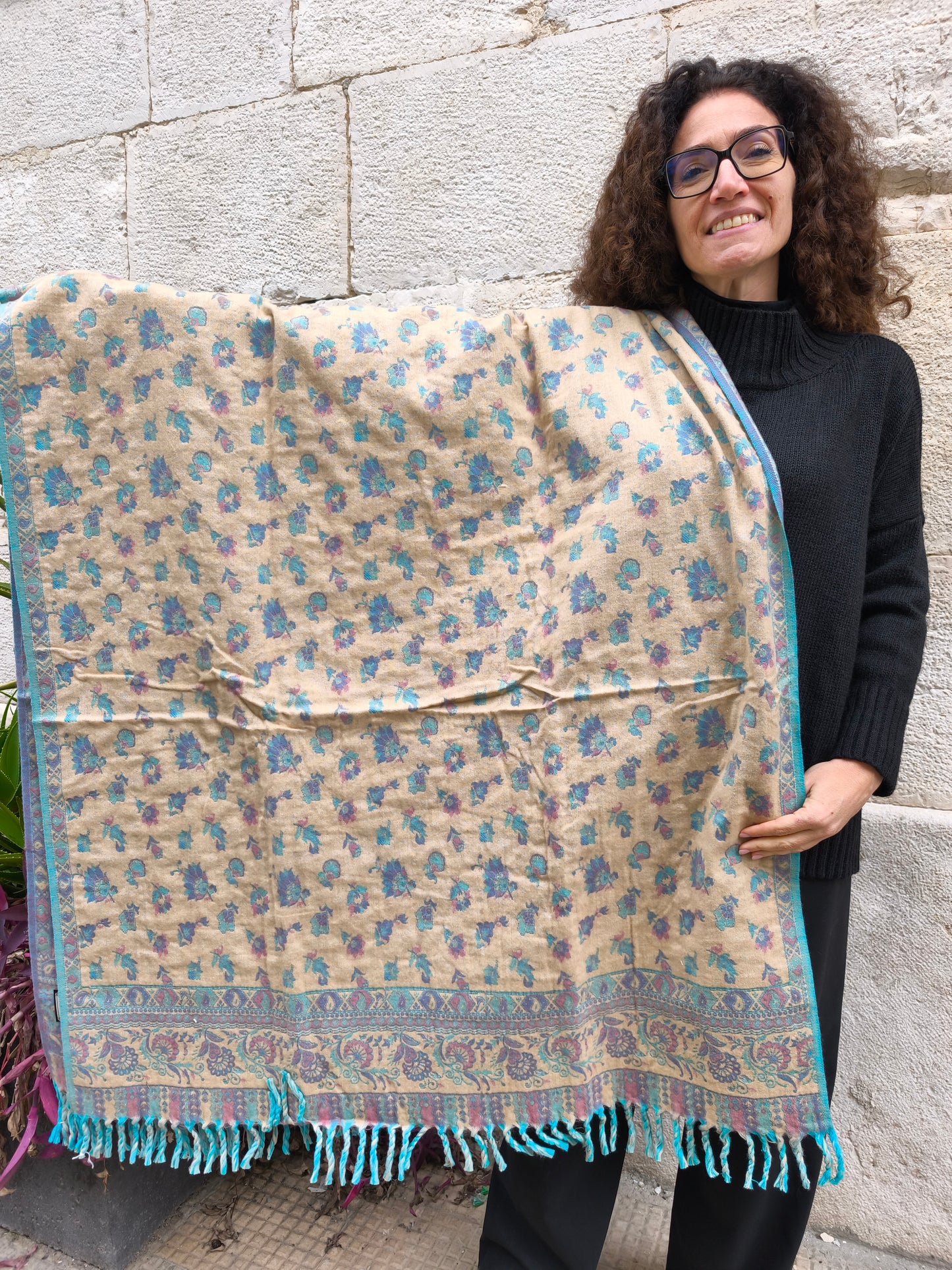 Scialle sciarpa stola Pashmina coperta lana di Yak calda Tibet 50B