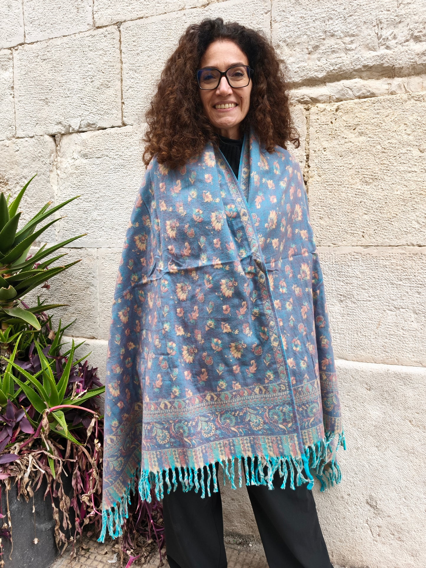 Scialle sciarpa stola Pashmina coperta lana di Yak calda Tibet 50B