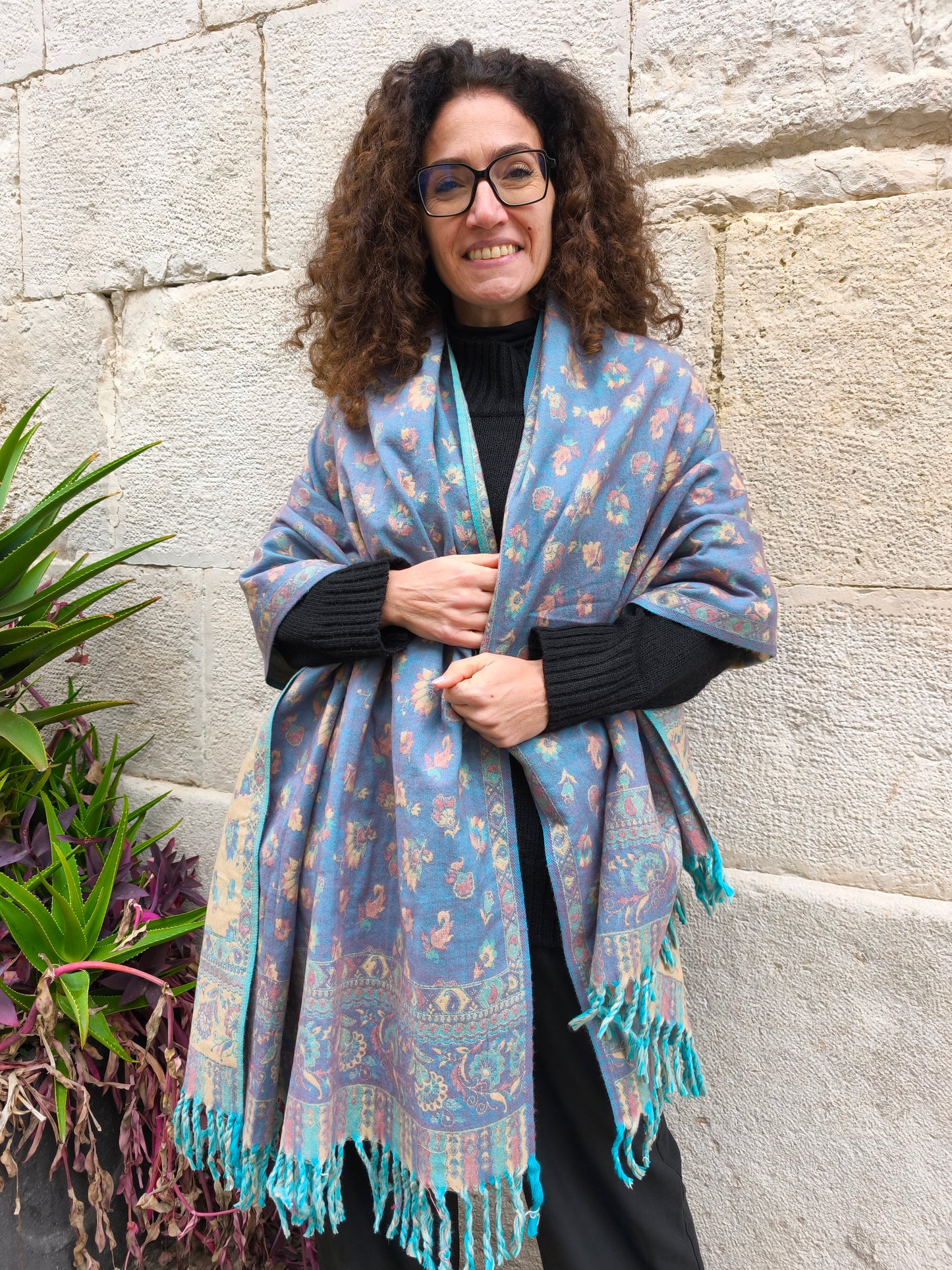 Scialle sciarpa stola Pashmina coperta lana di Yak calda Tibet 50B