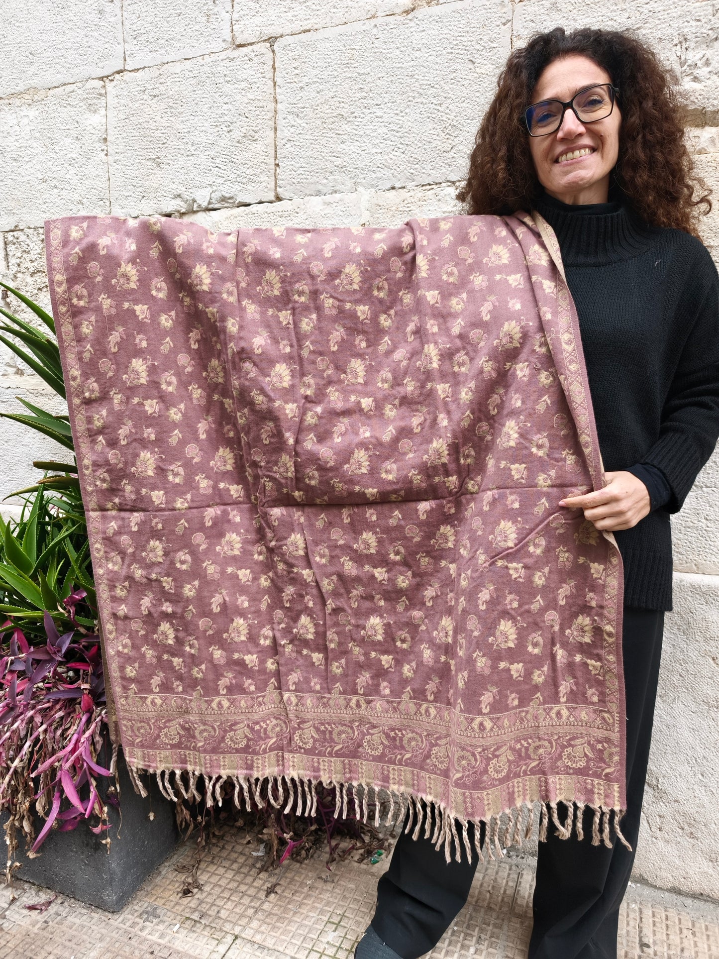 Scialle sciarpa stola Pashmina coperta lana di Yak calda Tibet 51B