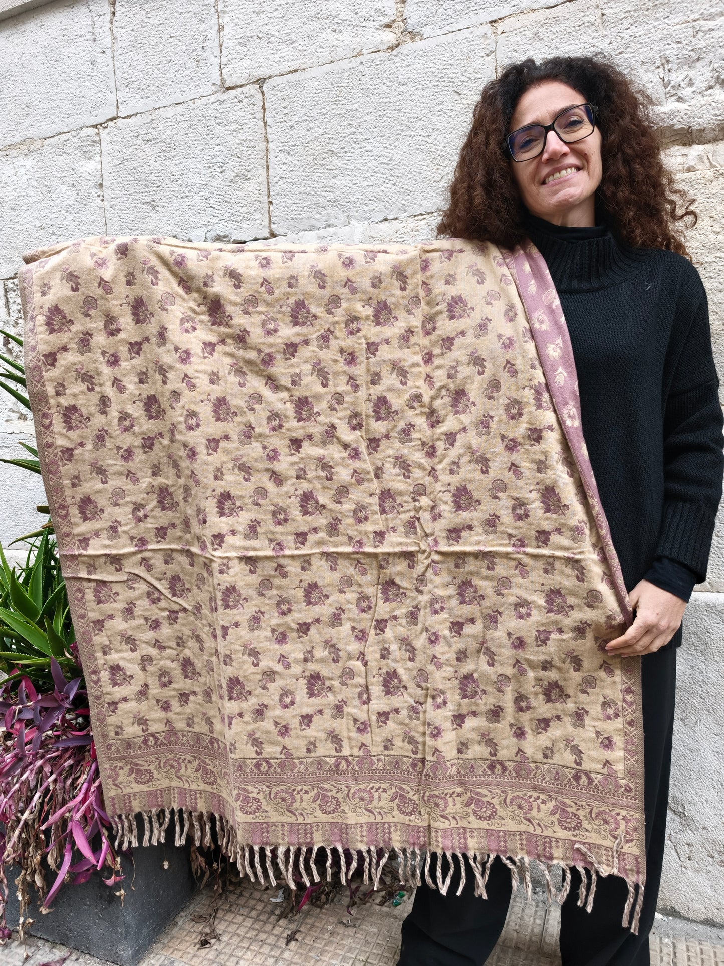 Scialle sciarpa stola Pashmina coperta lana di Yak calda Tibet 51B