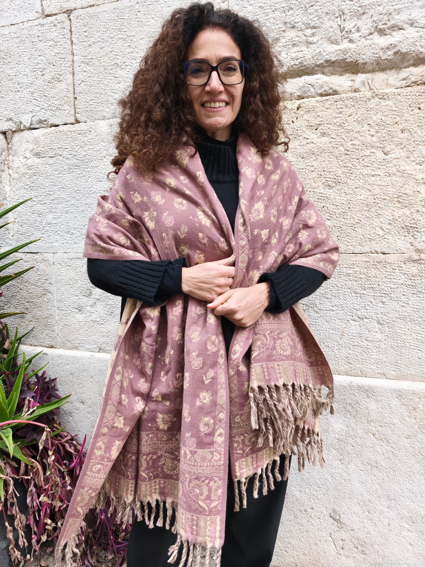 Scialle sciarpa stola Pashmina coperta lana di Yak calda Tibet 51B