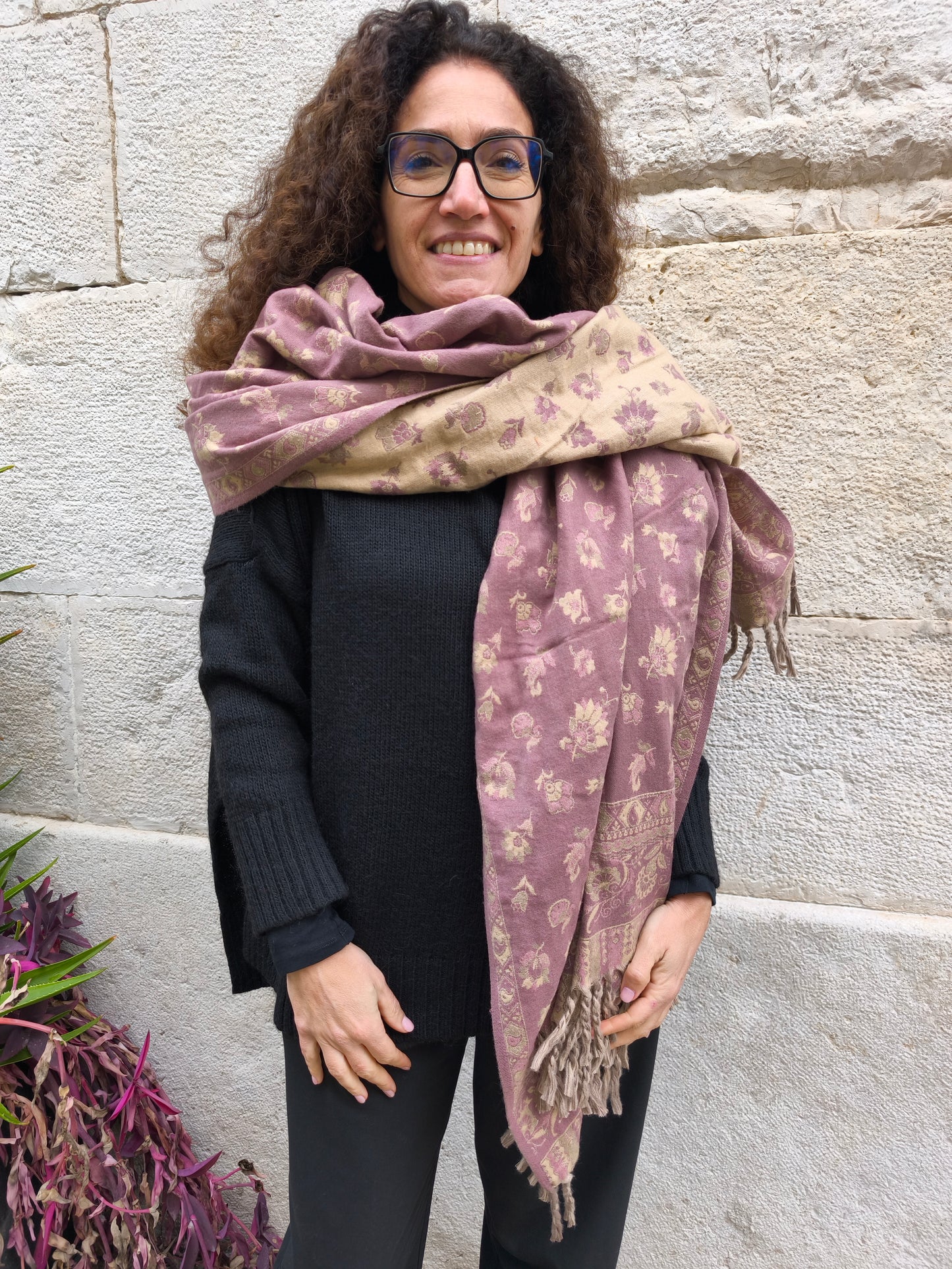 Scialle sciarpa stola Pashmina coperta lana di Yak calda Tibet 51B