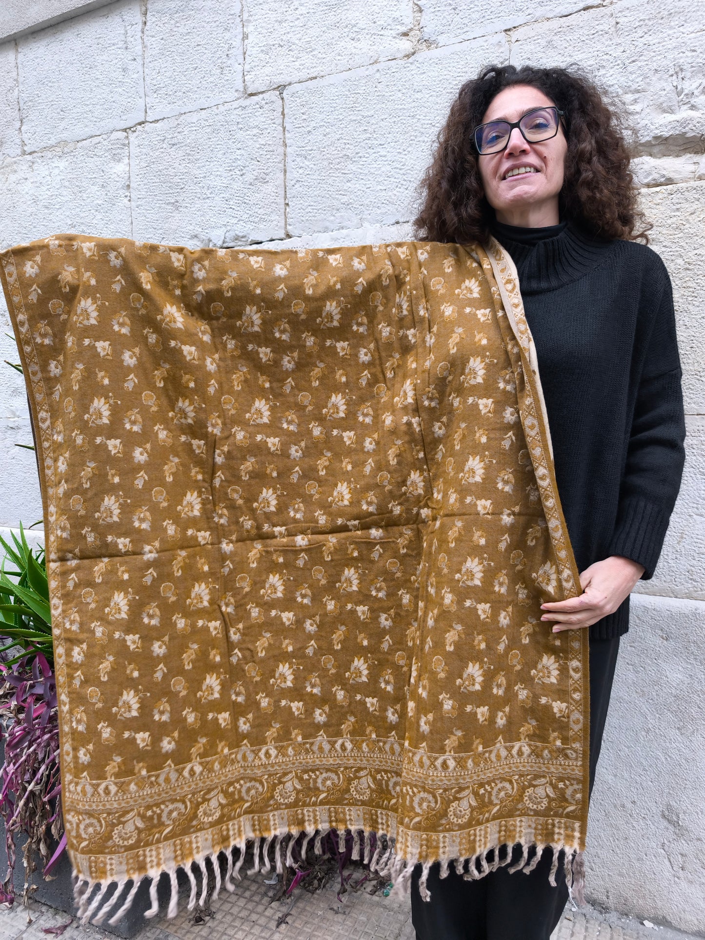 Scialle sciarpa stola Pashmina coperta lana di Yak calda Tibet 55B