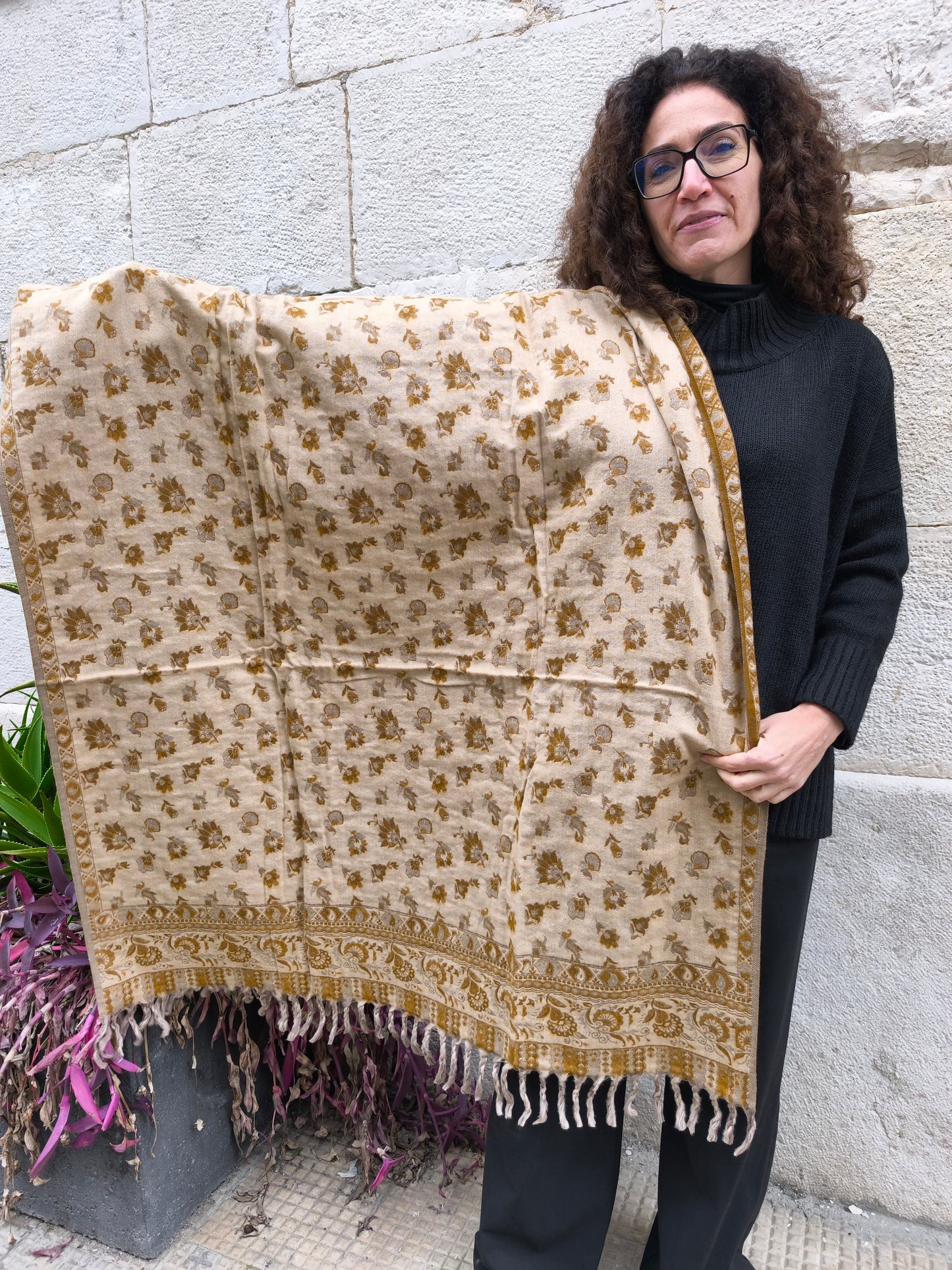 Scialle sciarpa stola Pashmina coperta lana di Yak calda Tibet 55B