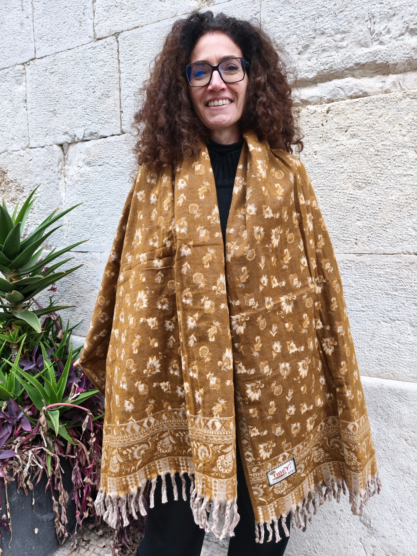 Scialle sciarpa stola Pashmina coperta lana di Yak calda Tibet 55B