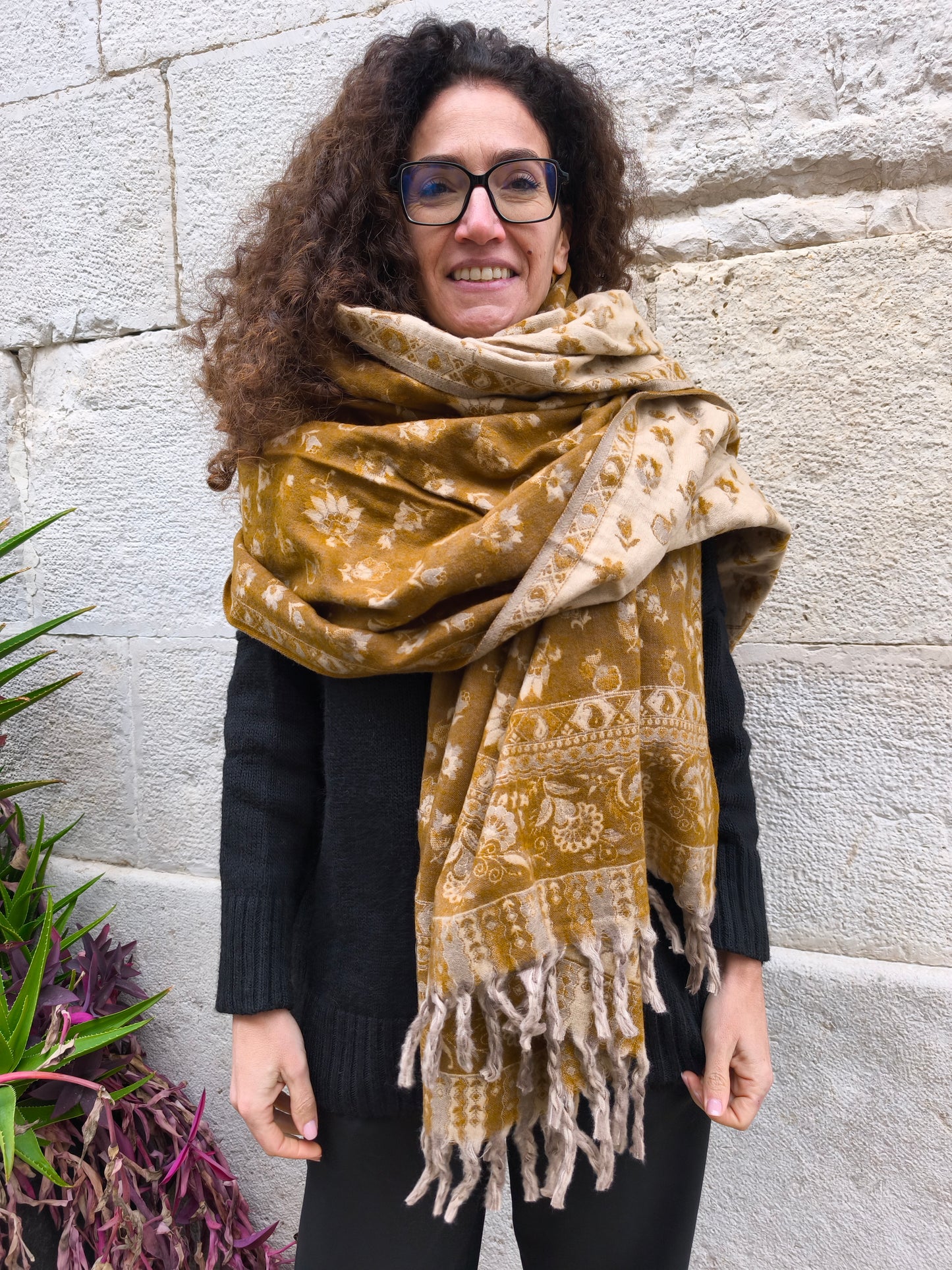 Scialle sciarpa stola Pashmina coperta lana di Yak calda Tibet 55B