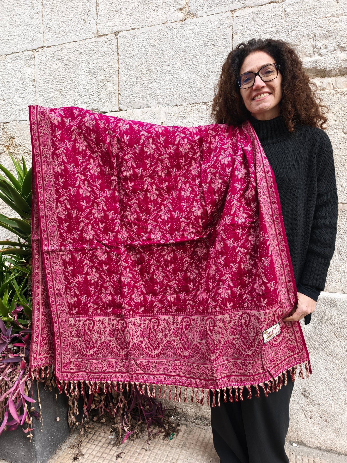 Scialle sciarpa stola Pashmina coperta lana di Yak calda Tibet 61B