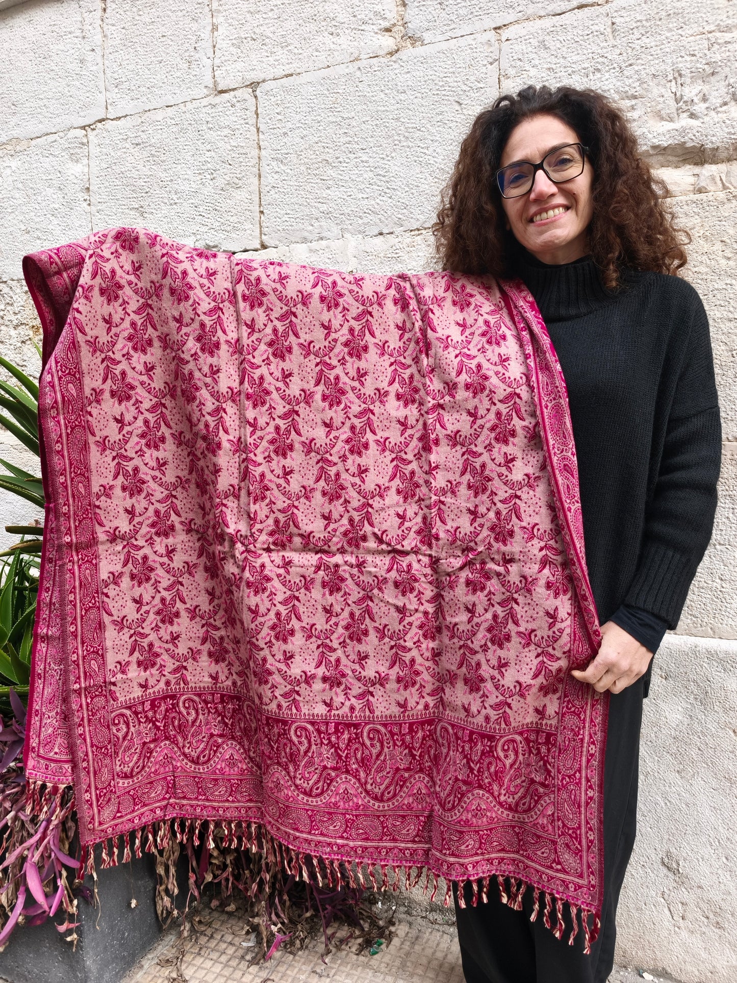 Scialle sciarpa stola Pashmina coperta lana di Yak calda Tibet 61B