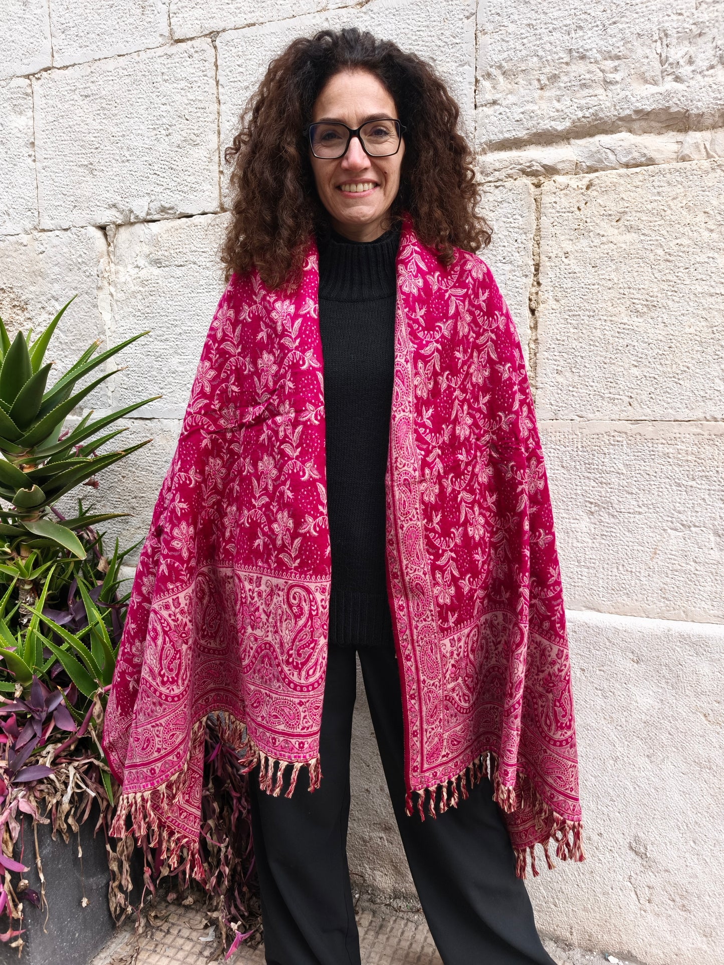 Scialle sciarpa stola Pashmina coperta lana di Yak calda Tibet 61B