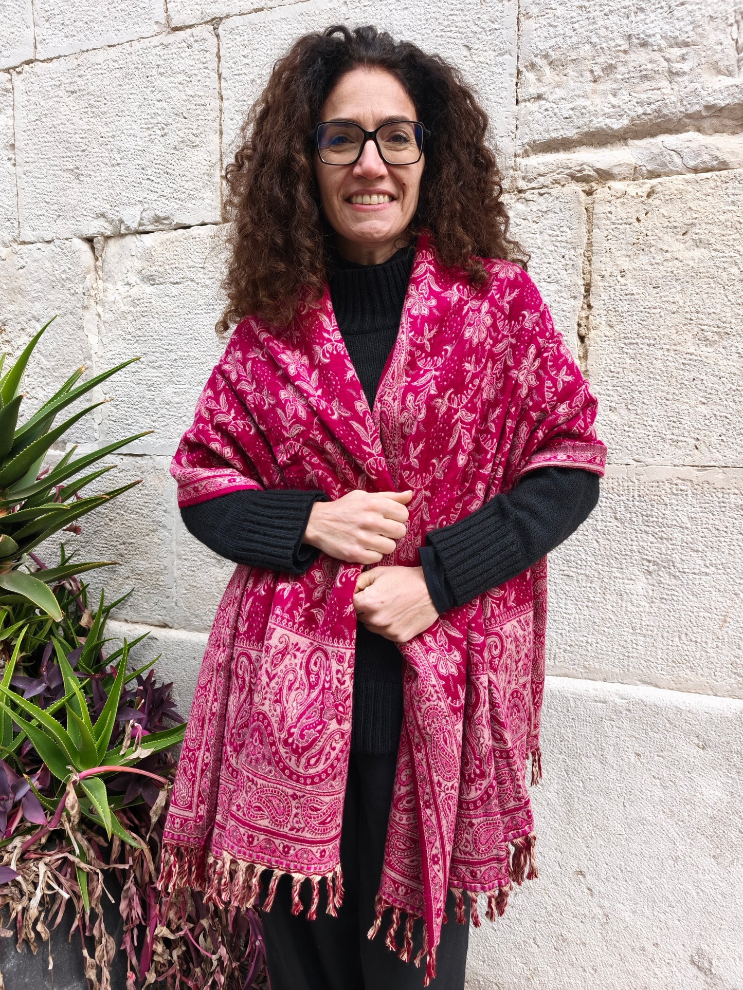 Scialle sciarpa stola Pashmina coperta lana di Yak calda Tibet 61B