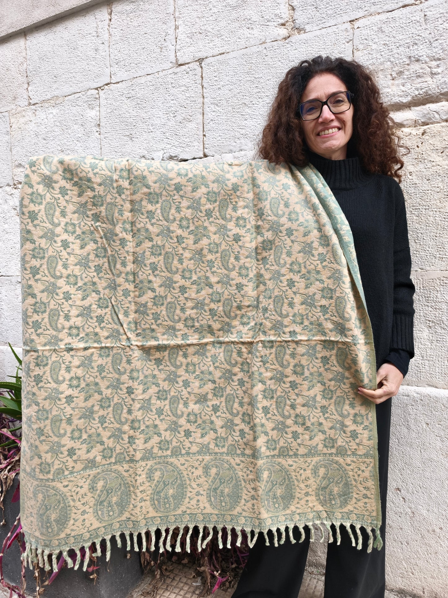 Scialle sciarpa stola Pashmina coperta lana di Yak calda Tibet 62B