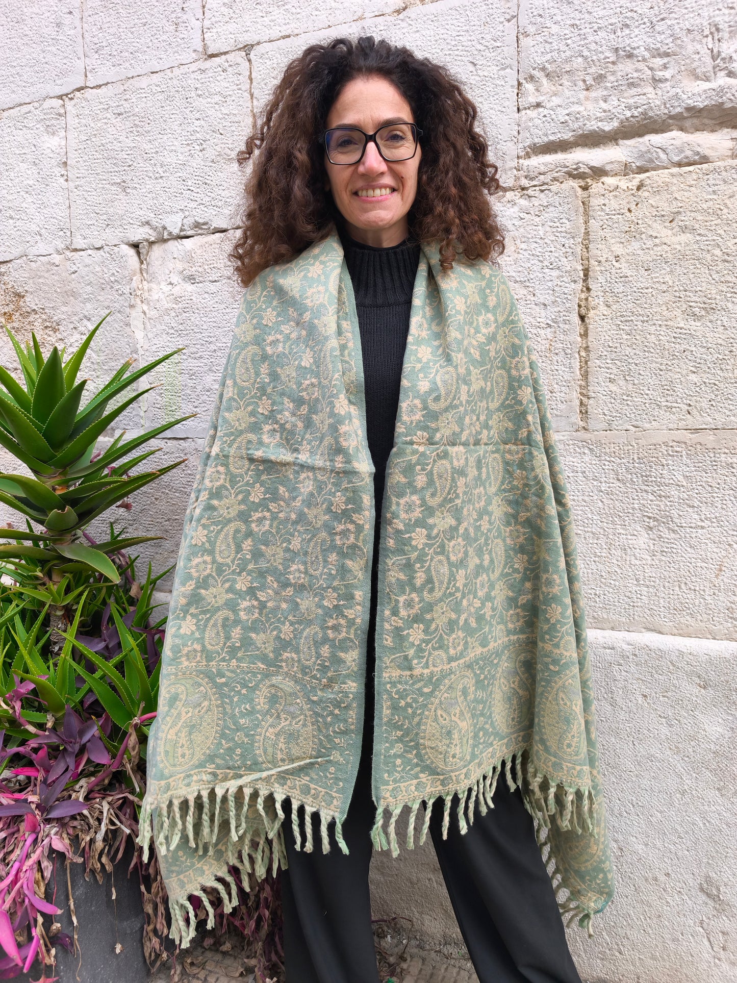 Scialle sciarpa stola Pashmina coperta lana di Yak calda Tibet 62B