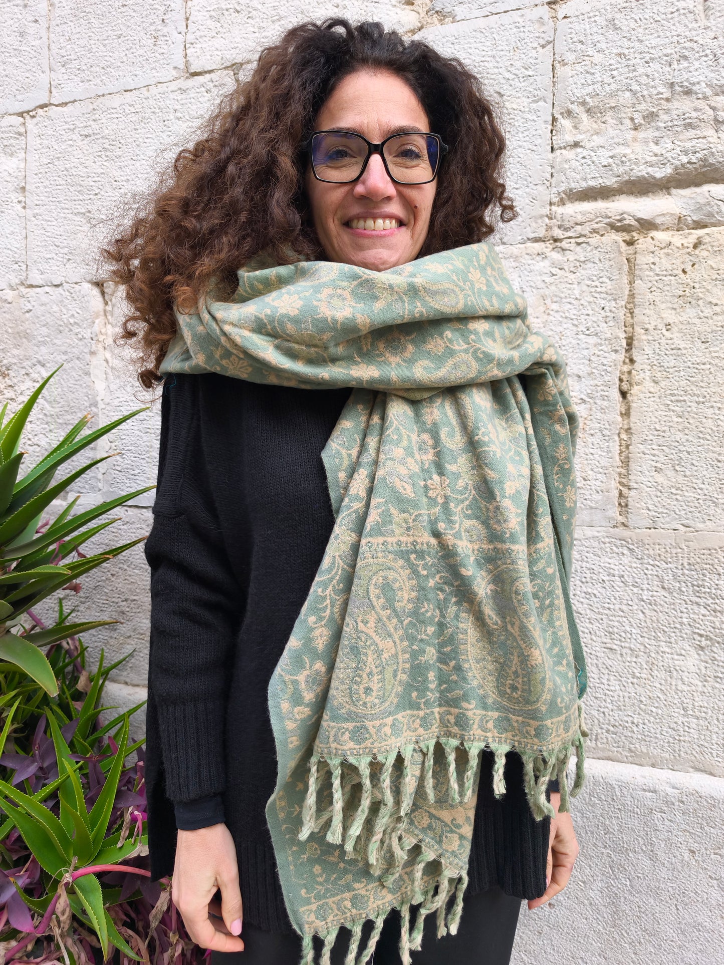 Scialle sciarpa stola Pashmina coperta lana di Yak calda Tibet 62B