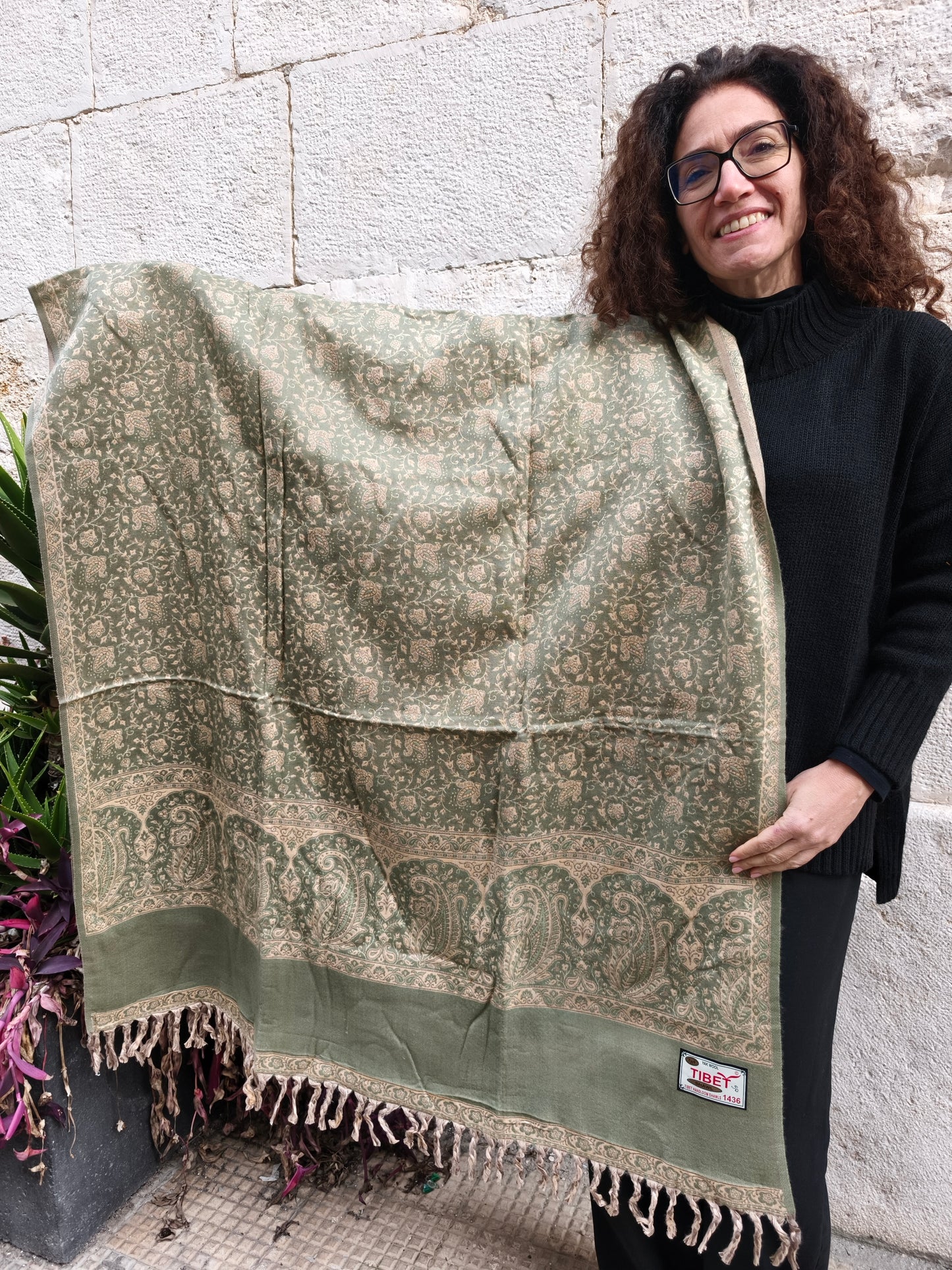 Scialle sciarpa stola Pashmina coperta lana di Yak calda Tibet 64B