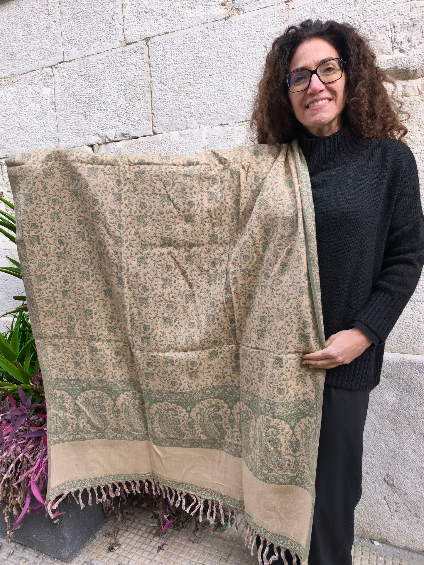 Scialle sciarpa stola Pashmina coperta lana di Yak calda Tibet 64B