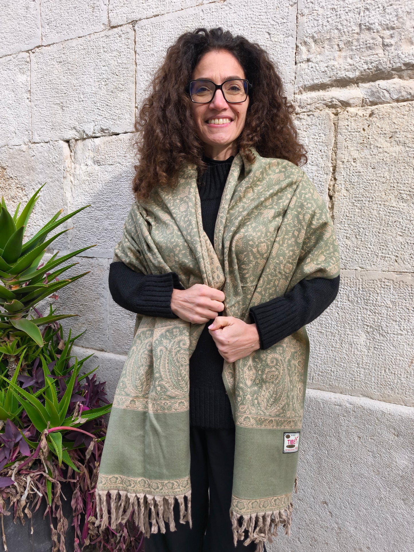 Scialle sciarpa stola Pashmina coperta lana di Yak calda Tibet 64B