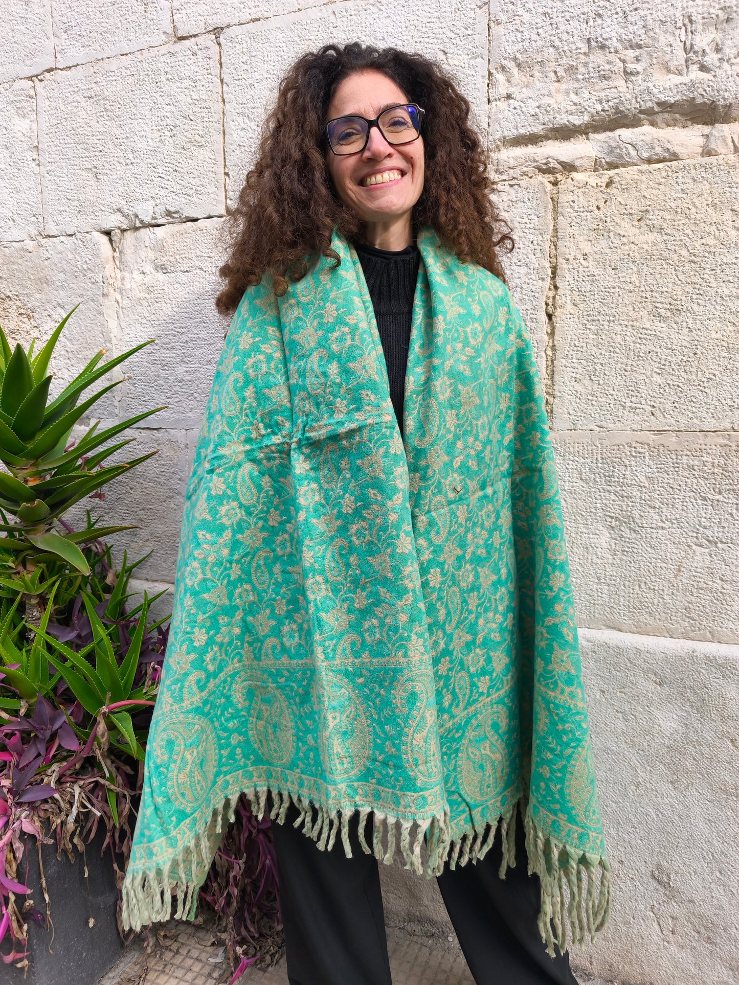 Scialle sciarpa stola Pashmina coperta lana di Yak calda Tibet 66B