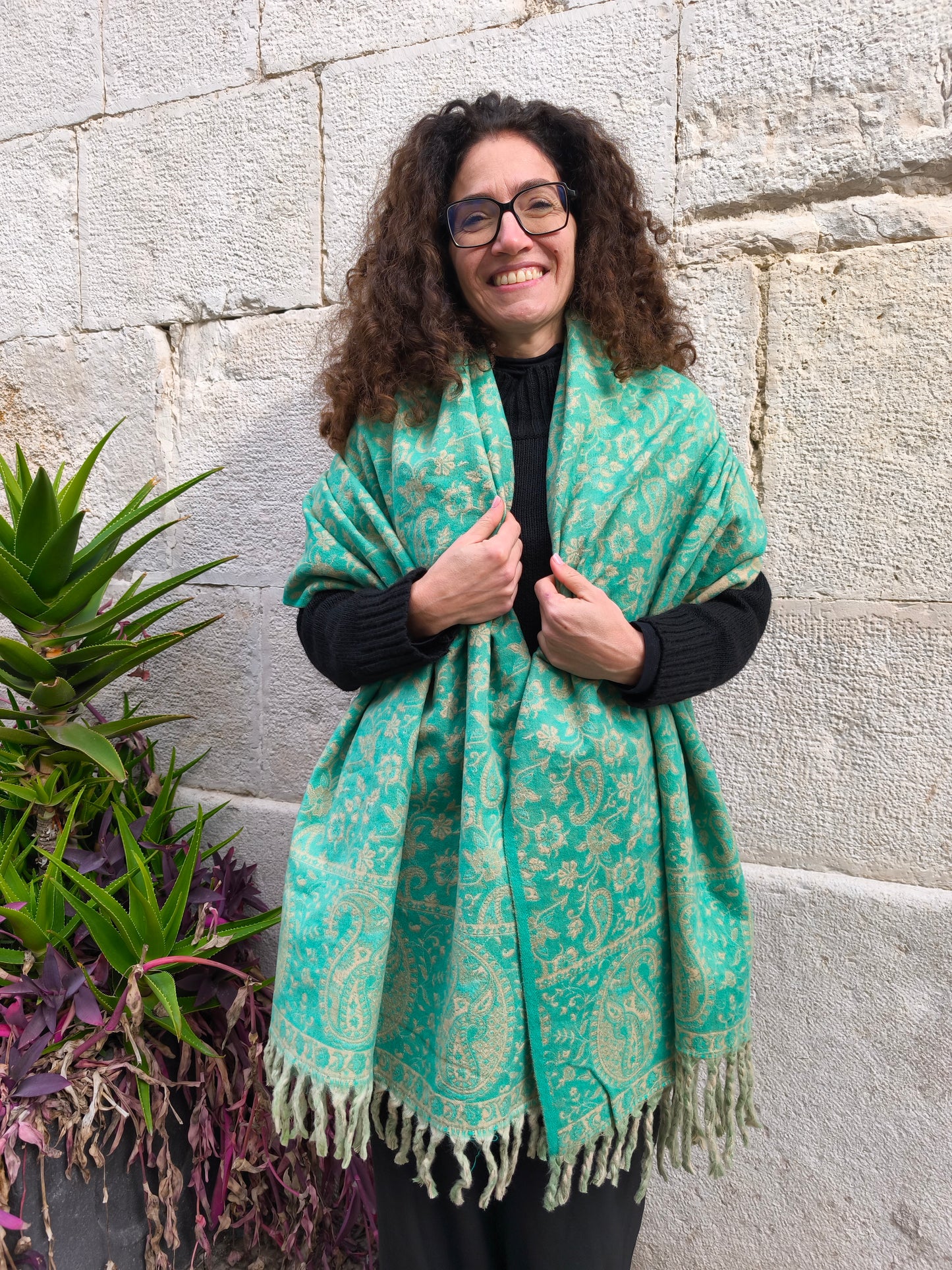 Scialle sciarpa stola Pashmina coperta lana di Yak calda Tibet 66B