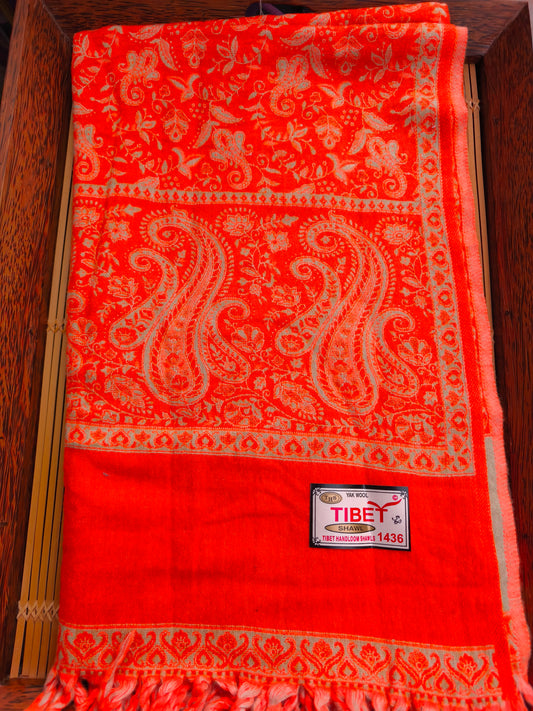 Scialle sciarpa stola Pashmina coperta lana di Yak calda Tibet 67B Difettato