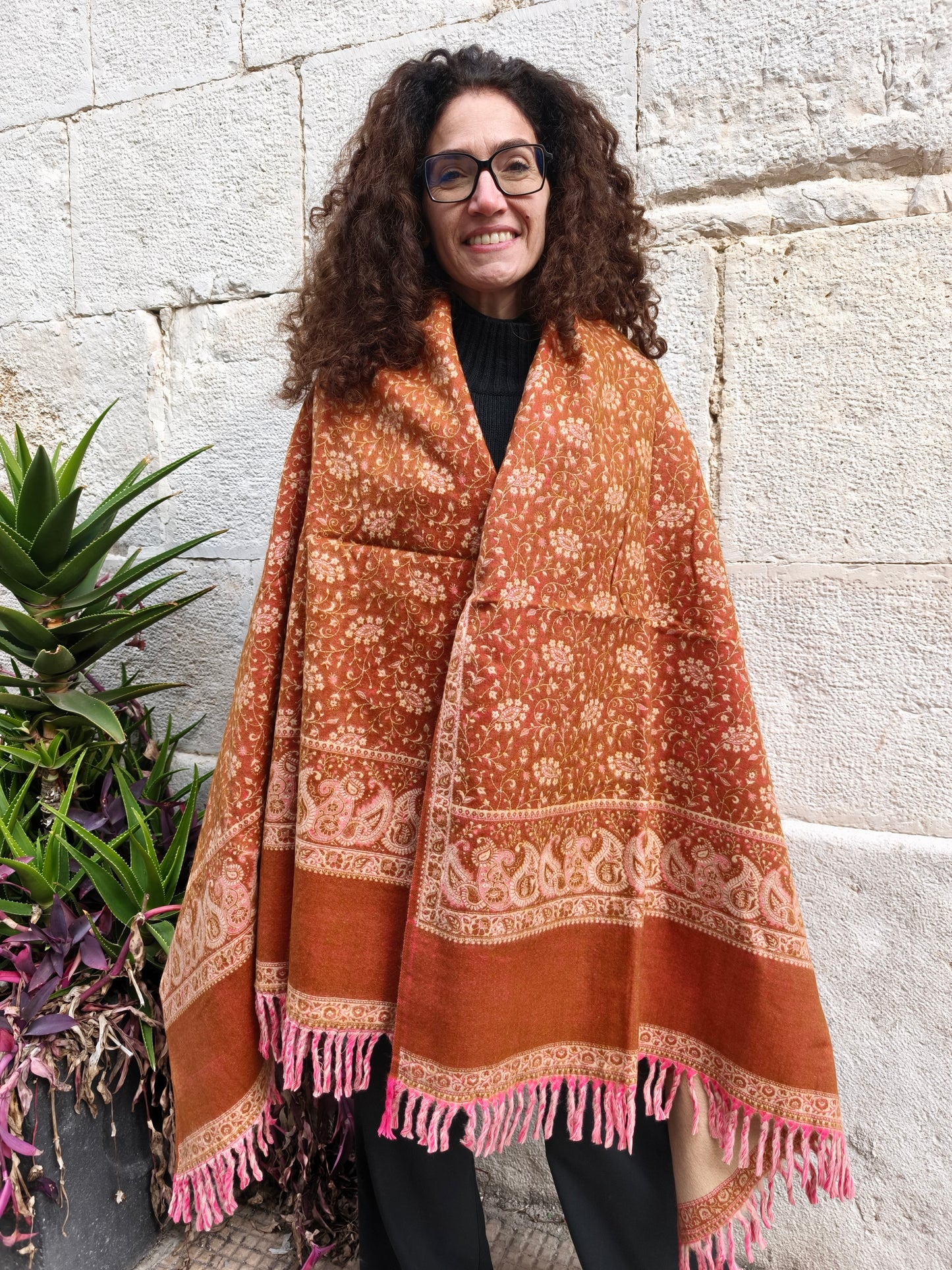 Scialle sciarpa stola Pashmina coperta lana di Yak calda Tibet 68B