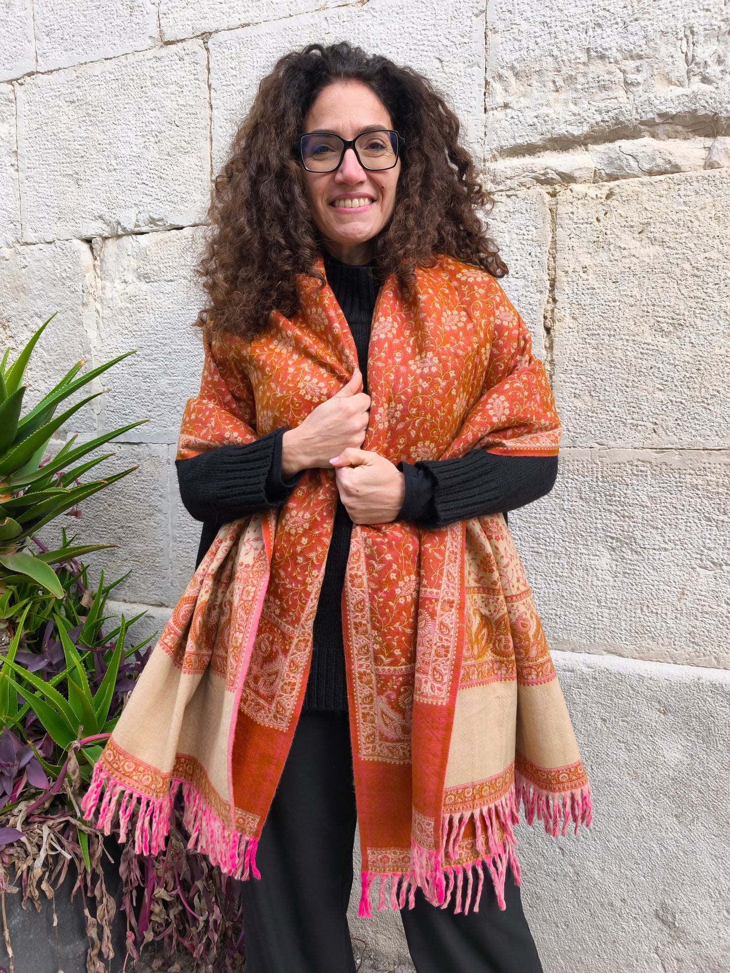 Scialle sciarpa stola Pashmina coperta lana di Yak calda Tibet 68B