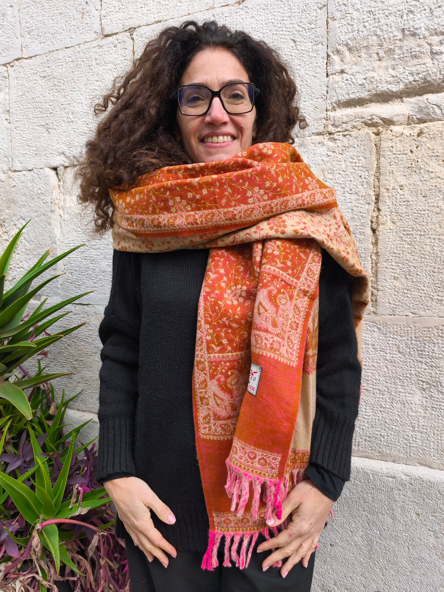 Scialle sciarpa stola Pashmina coperta lana di Yak calda Tibet 68B