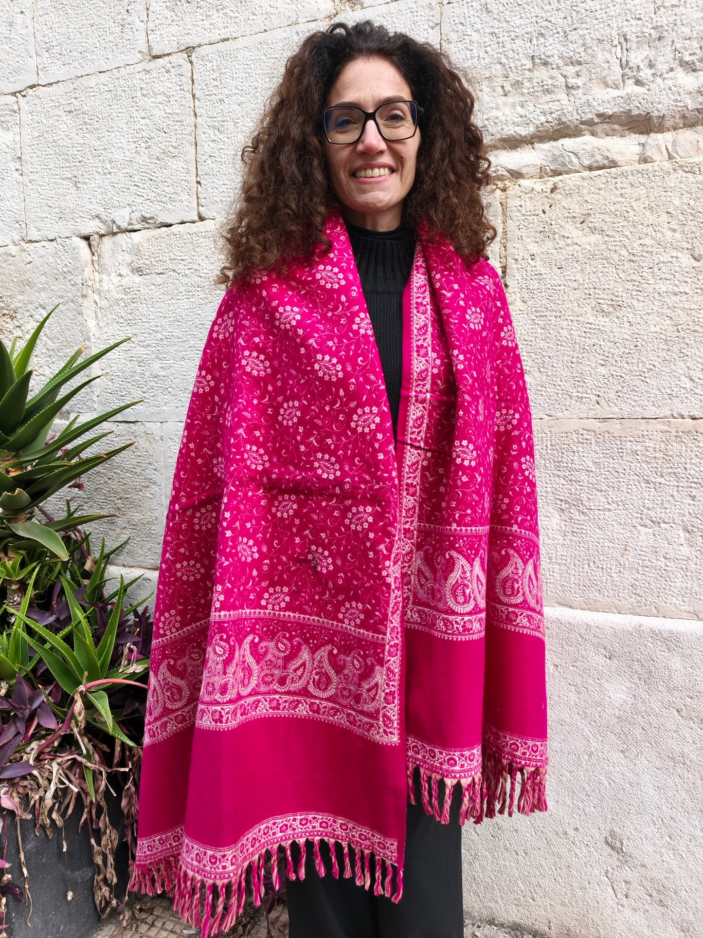 Scialle sciarpa stola Pashmina coperta lana di Yak calda Tibet 70B Difettato