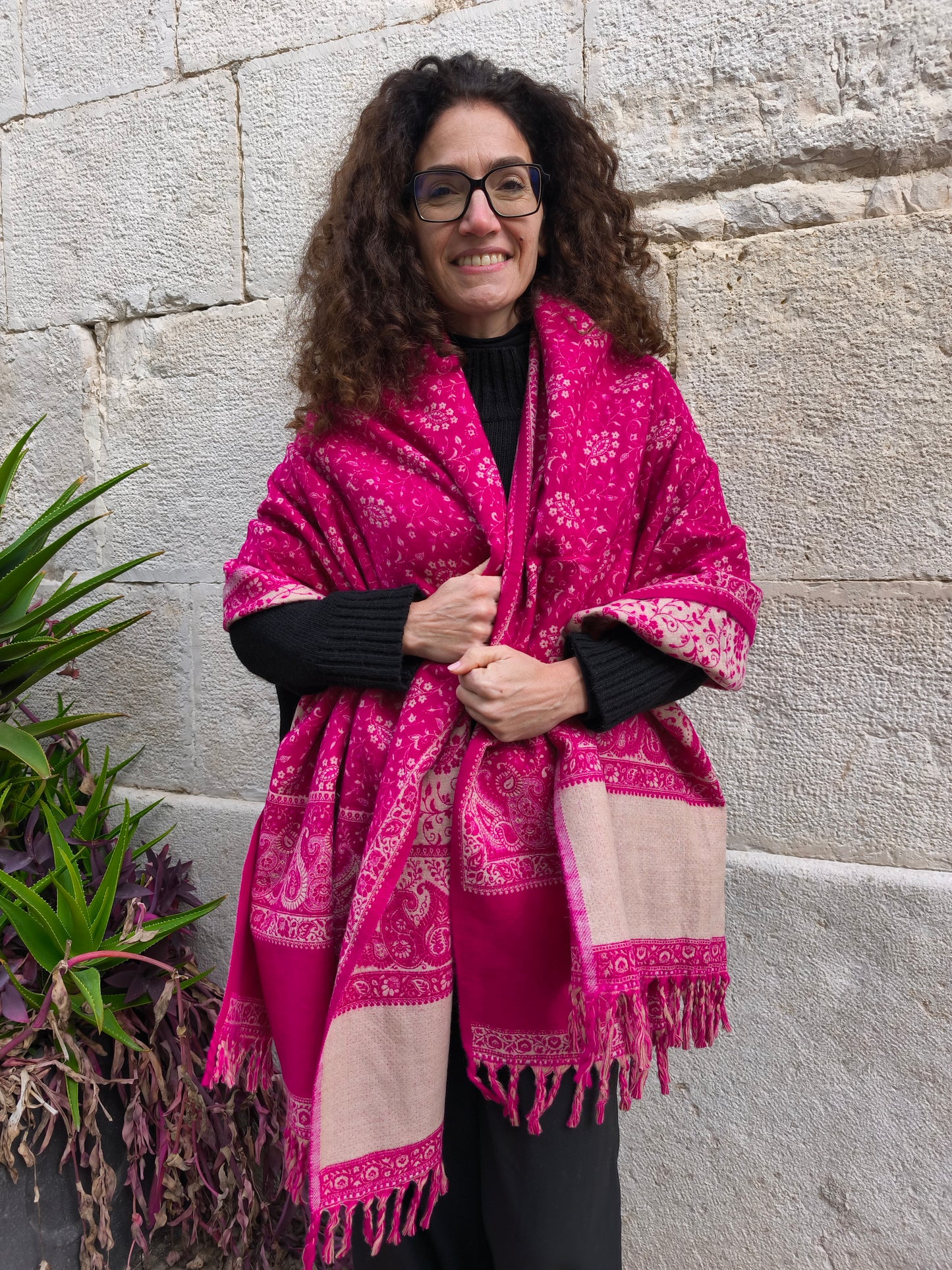 Scialle sciarpa stola Pashmina coperta lana di Yak calda Tibet 70B Difettato